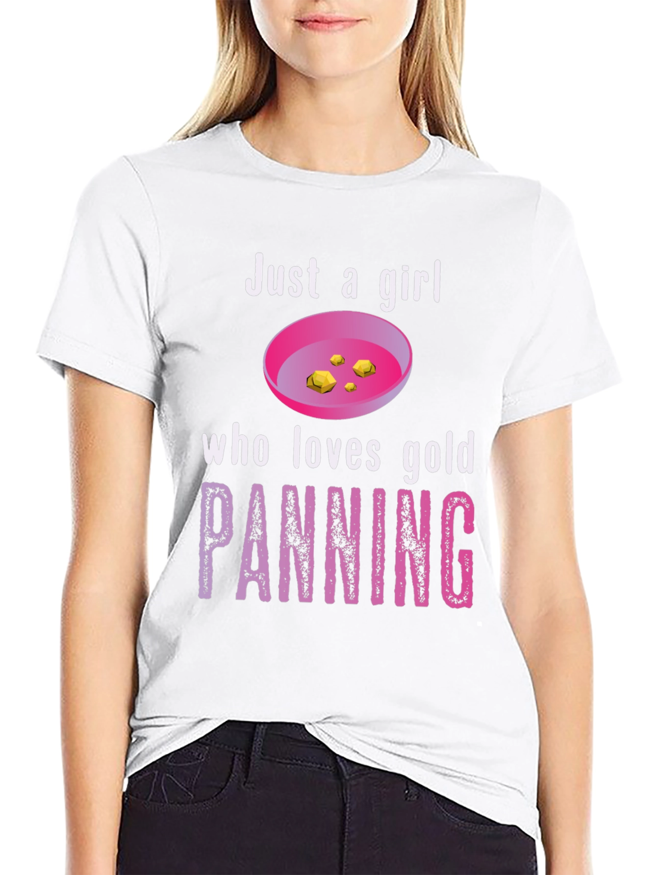 Black Just a Girl Who Loves Gold Panning T-Shirt view 9