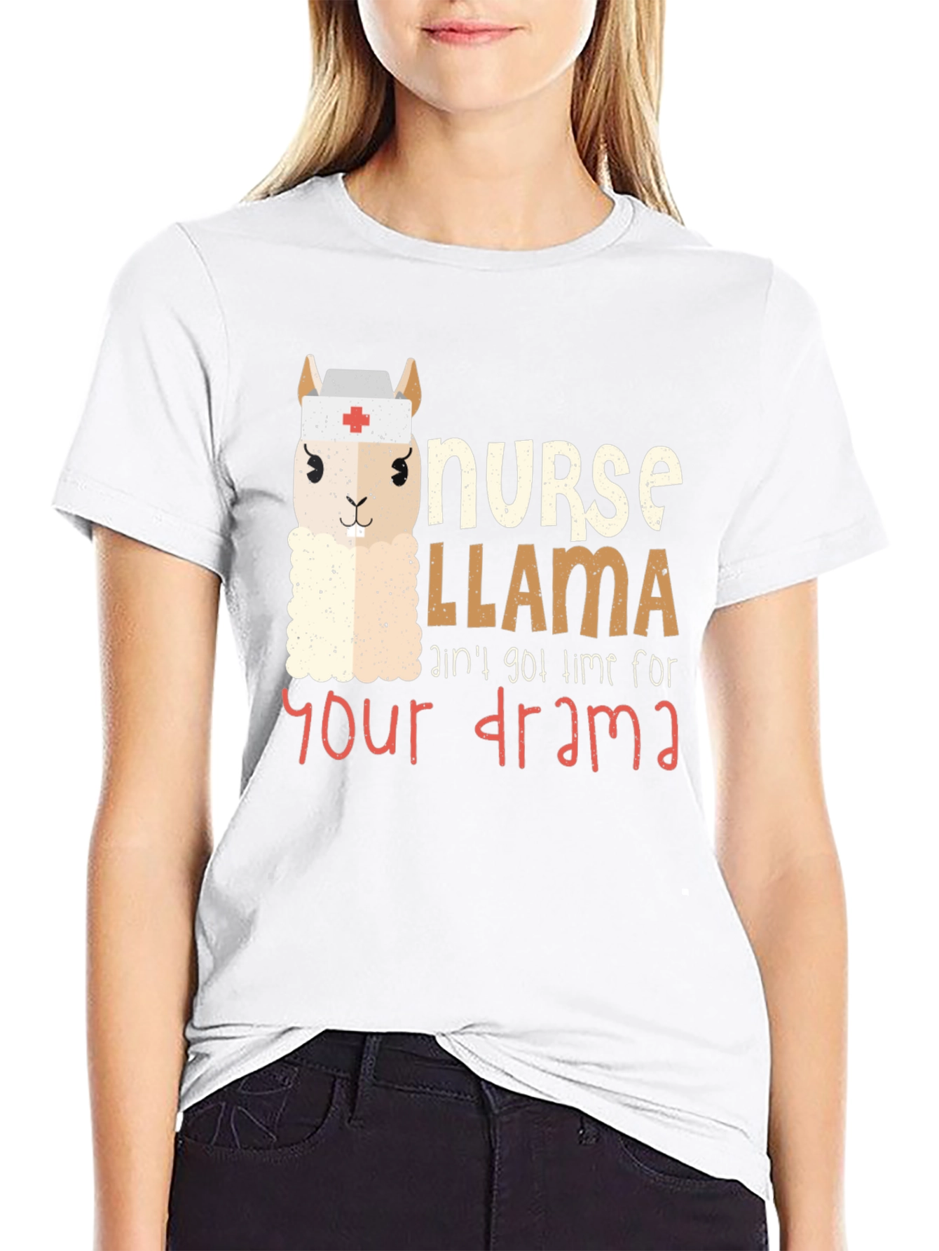 Black Nurse Llama Graphic Tee - Funny & Unique Unisex T-Shirt view 9