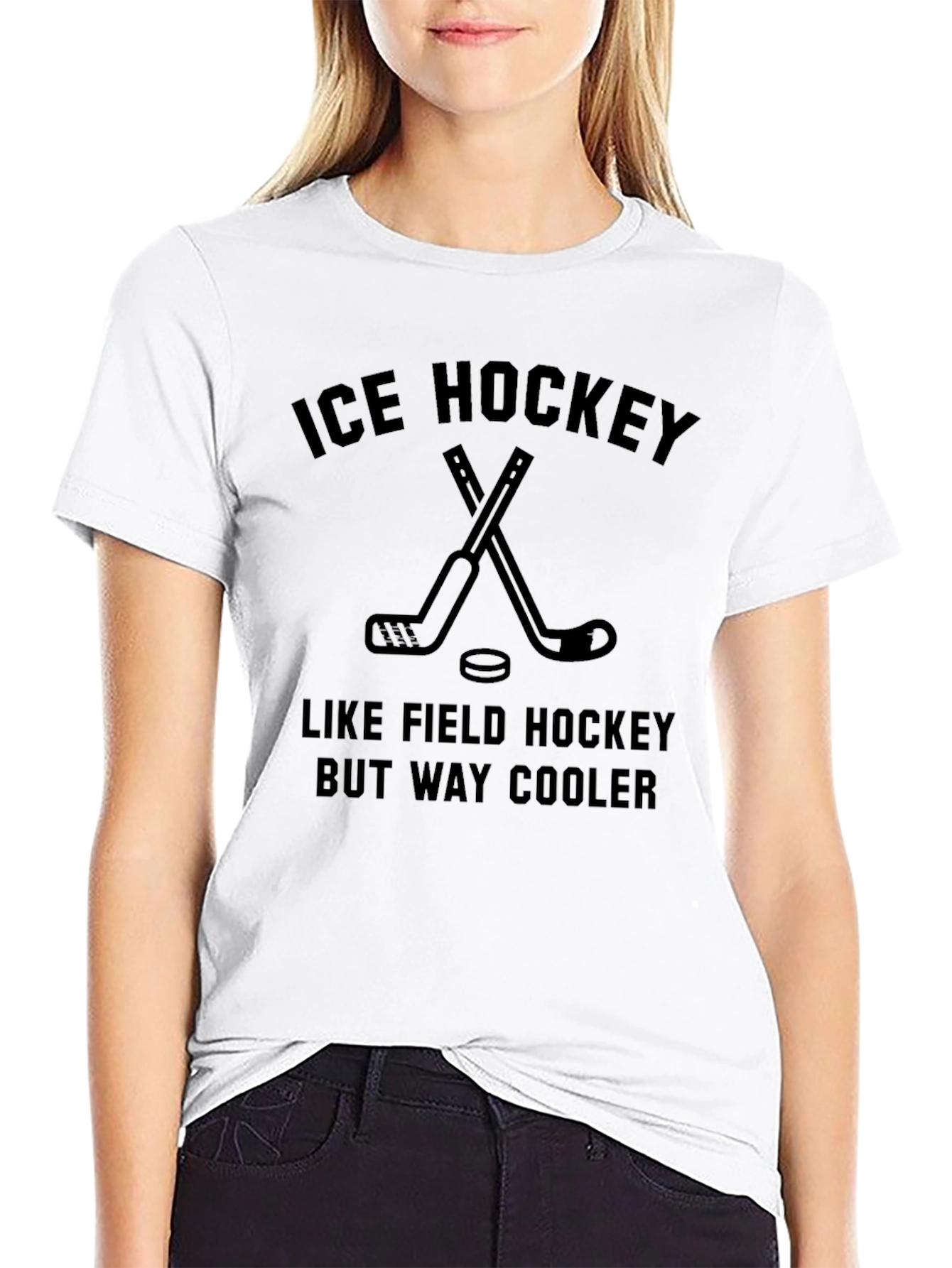 Black Ice Hockey Graphic T-Shirt - Funny Sports Tee view 9