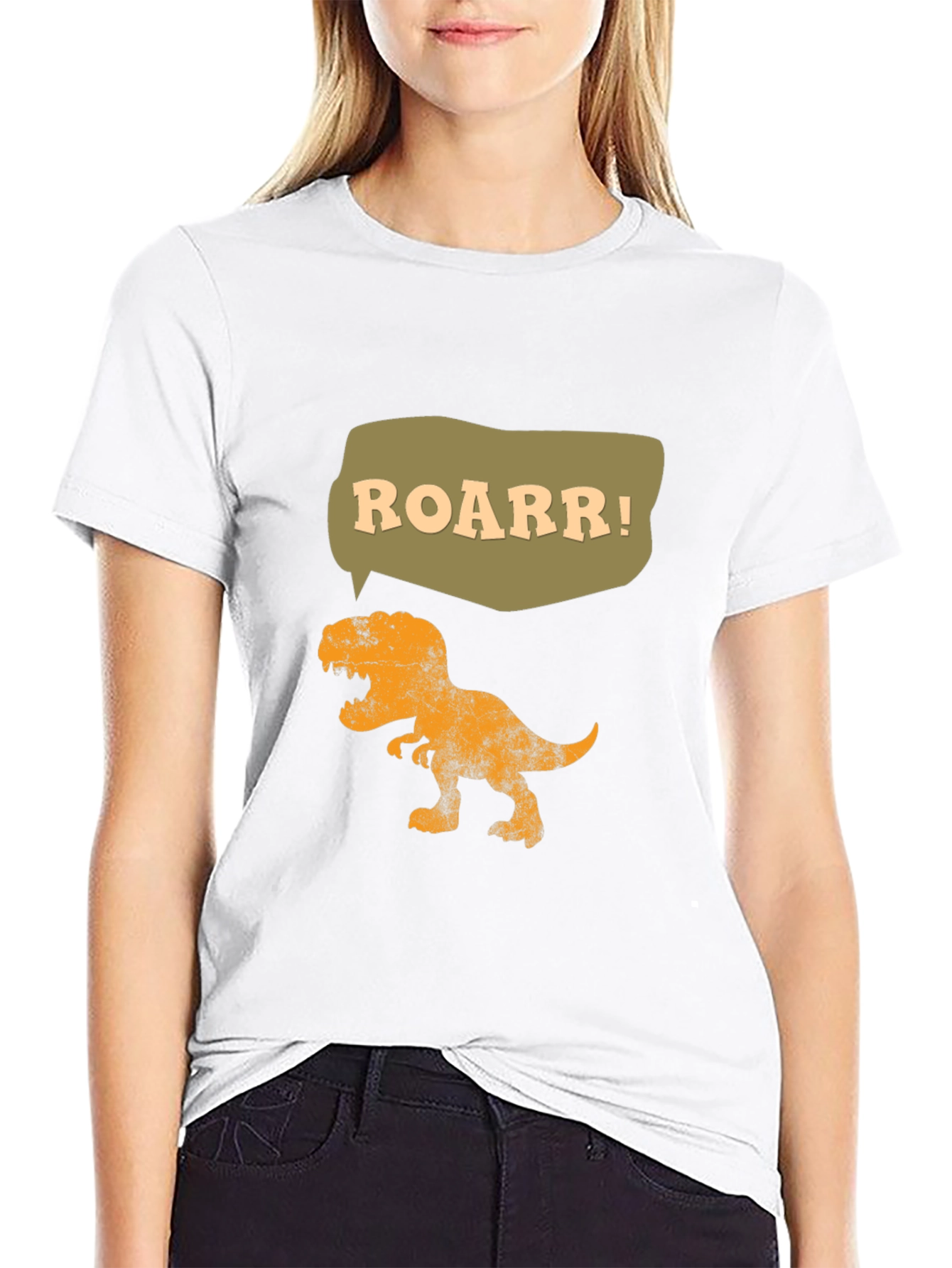Black Roarr! Dinosaur Graphic Tee - Black Cotton T-Shirt view 9
