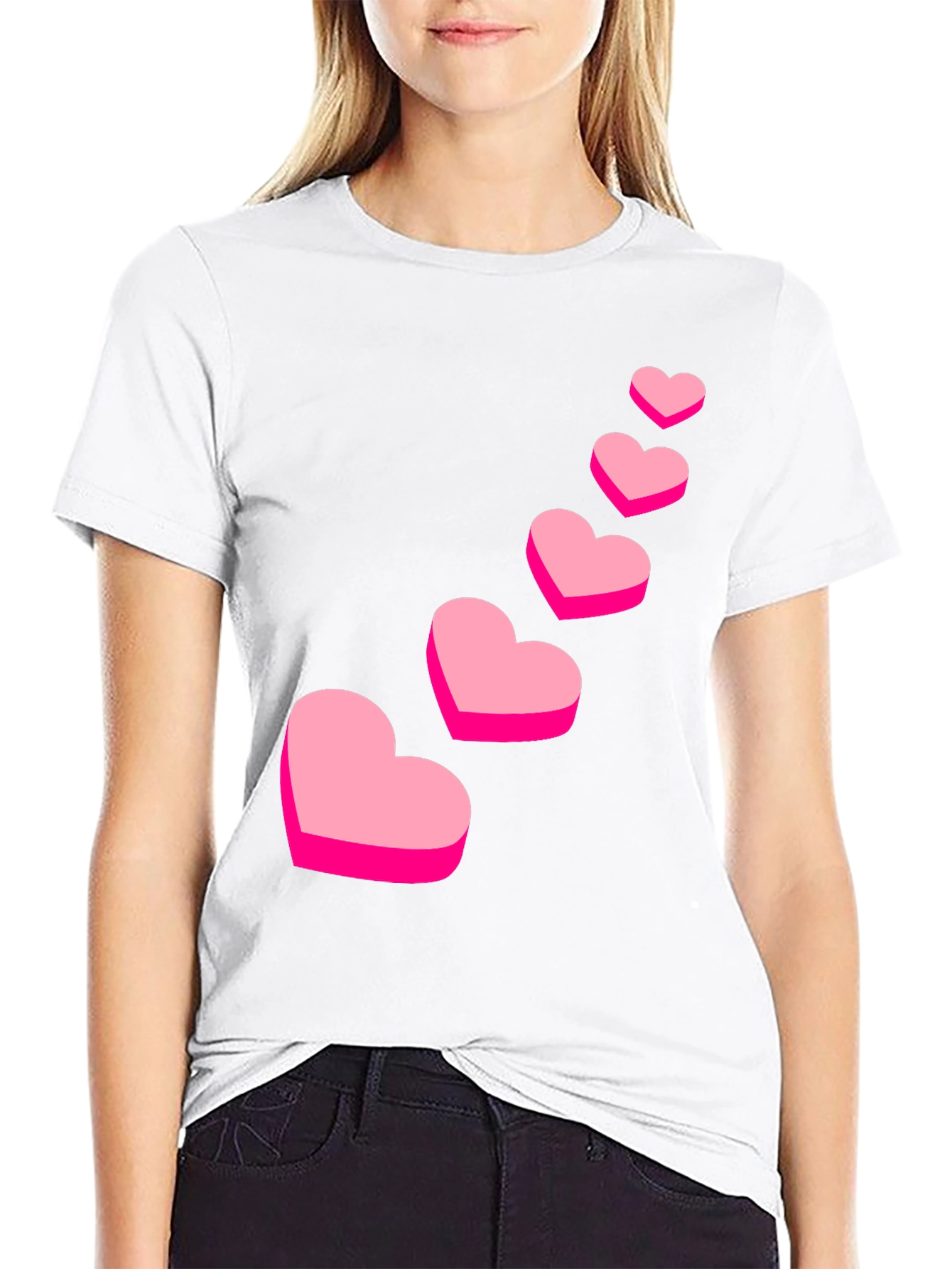 Love Heart Graphic Black T-Shirt - 9