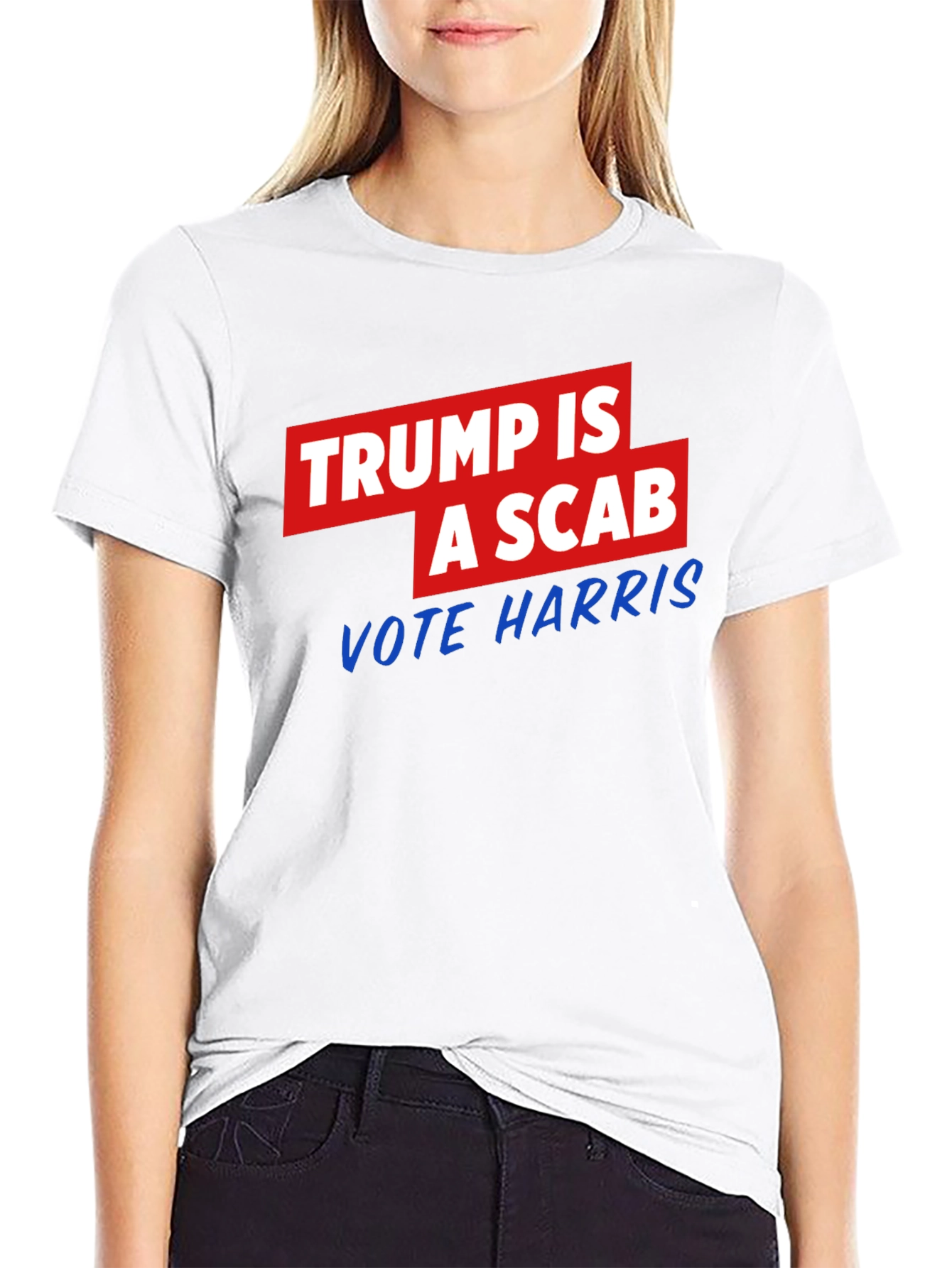 Black Trump is a Scab - Vote Harris T-Shirt view 9