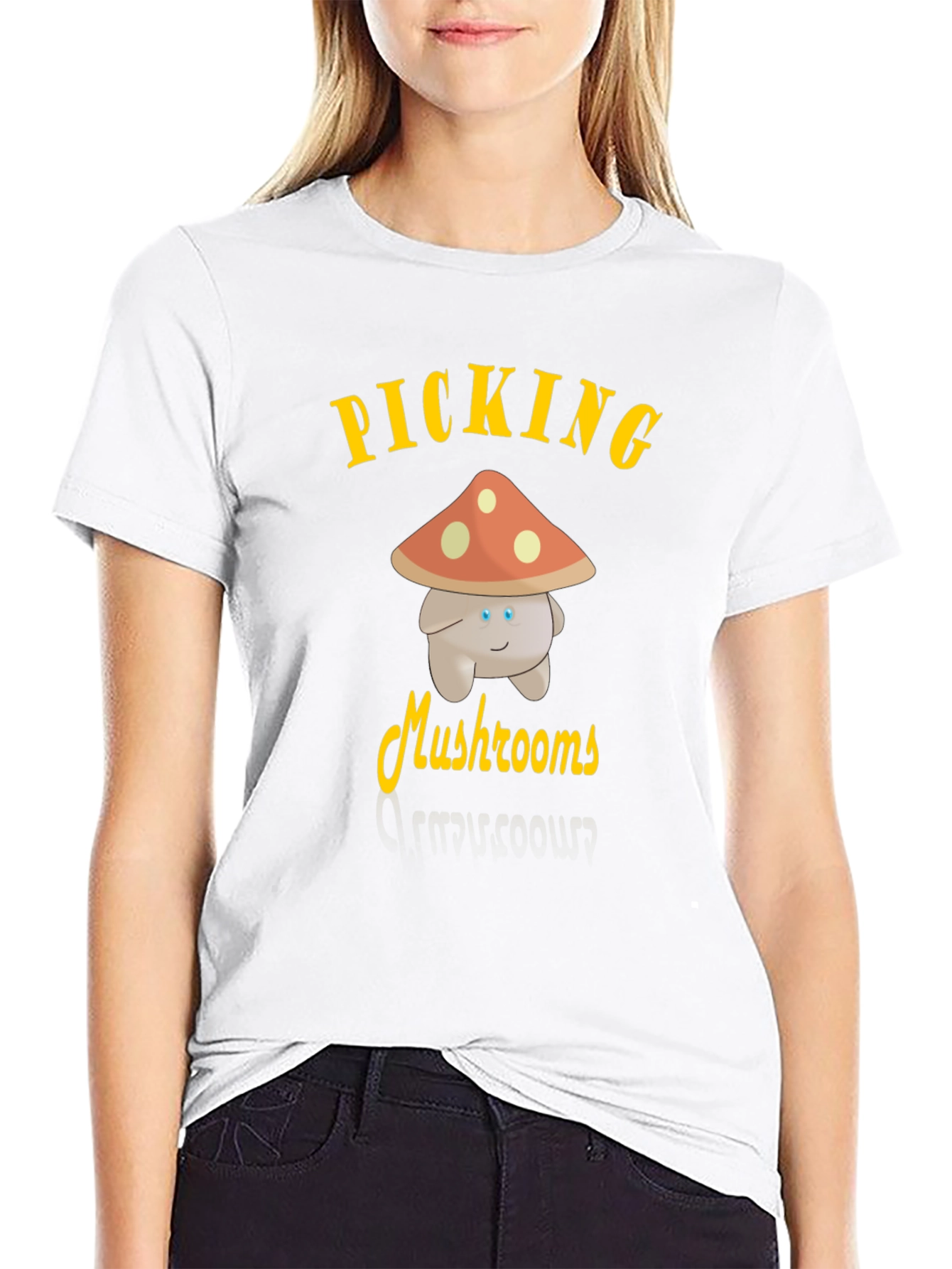 Black Picking Mushrooms Funny T-Shirt view 9