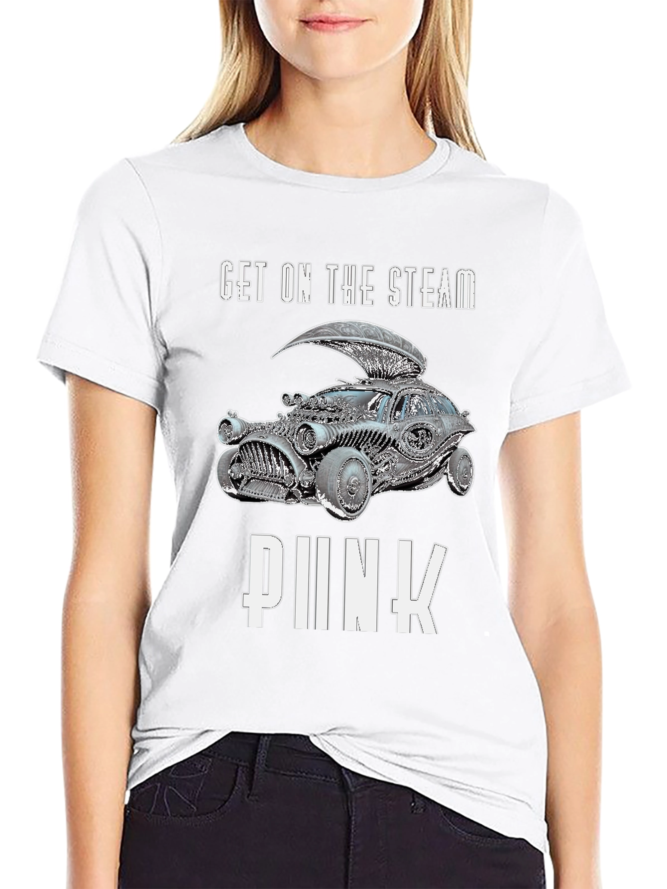 Black Steampunk Car Graphic T-Shirt view 9