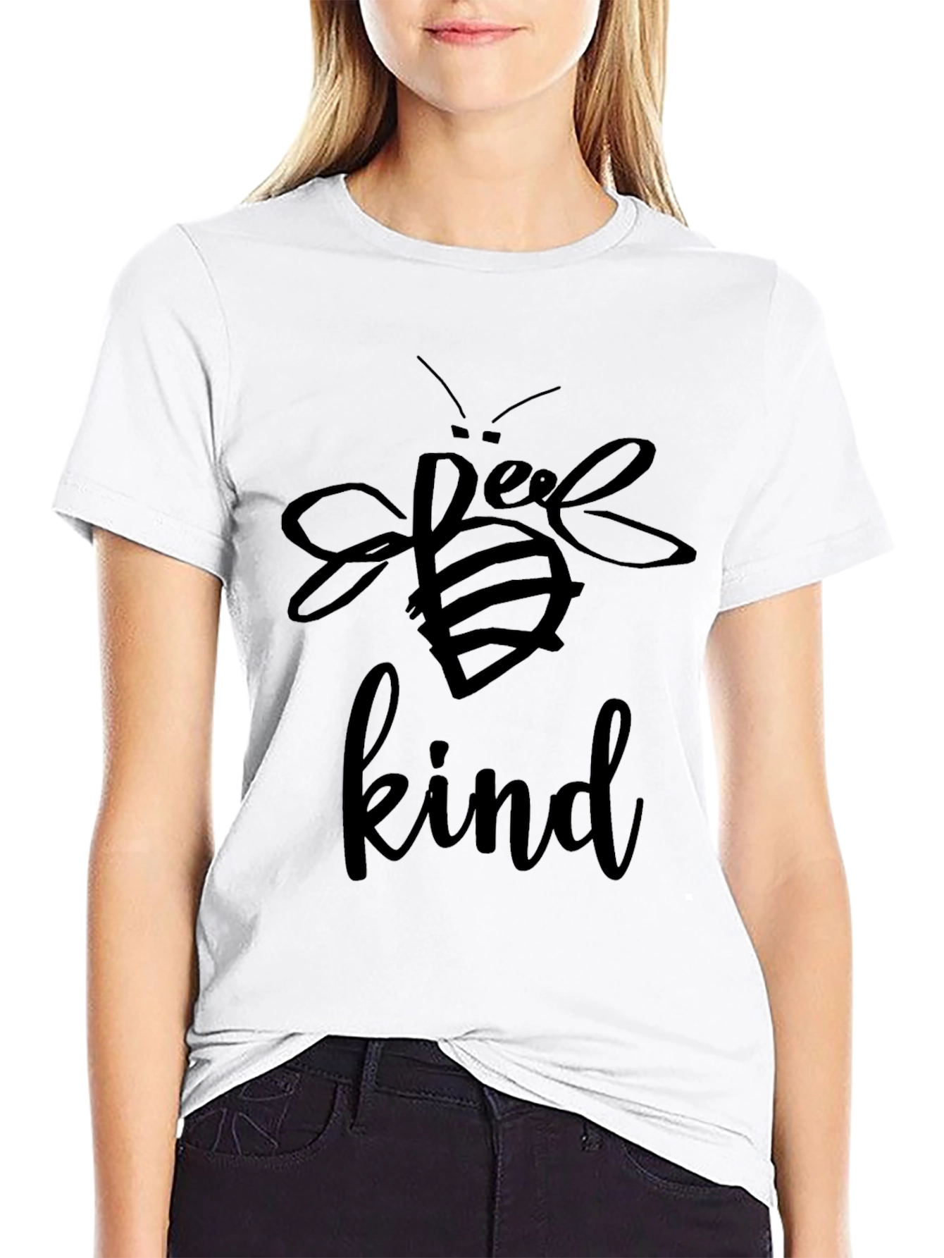 Black Bee Kind Graphic Tee - Soft Cotton Crewneck T-Shirt view 9