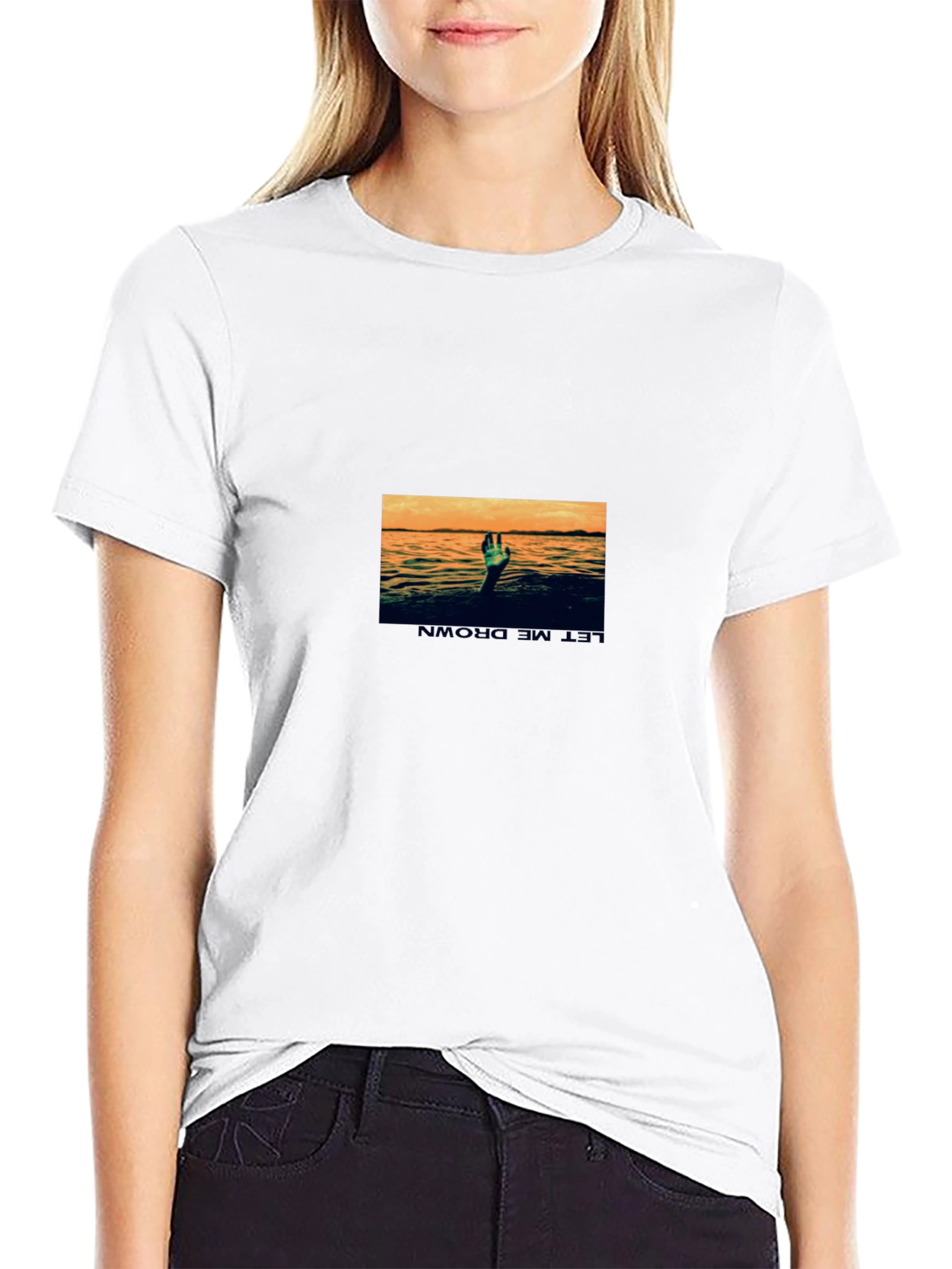 Black Drowning Hand Graphic Tee - Black Cotton Blend view 9