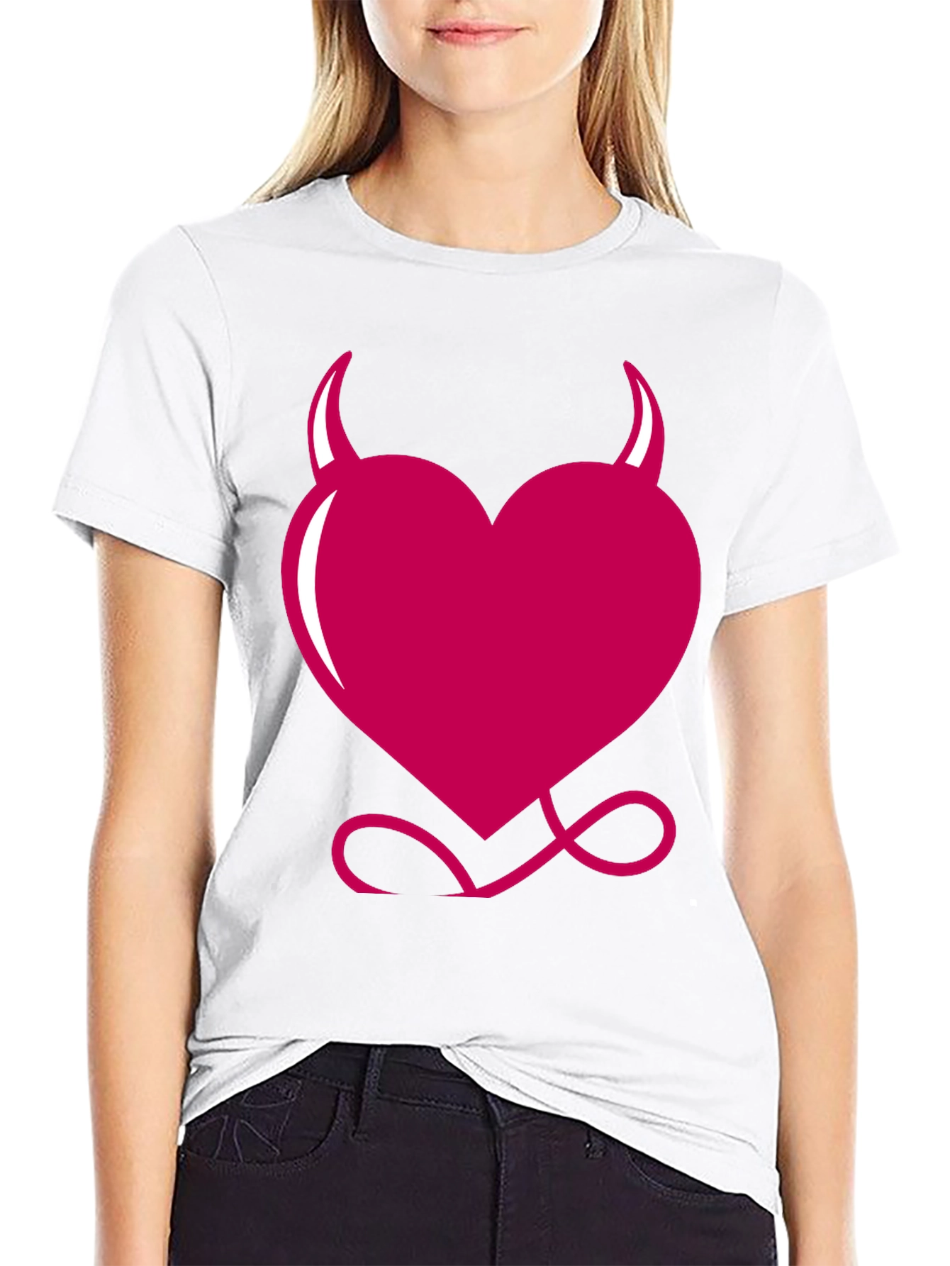 Black Devil Heart Graphic Tee - Black view 9