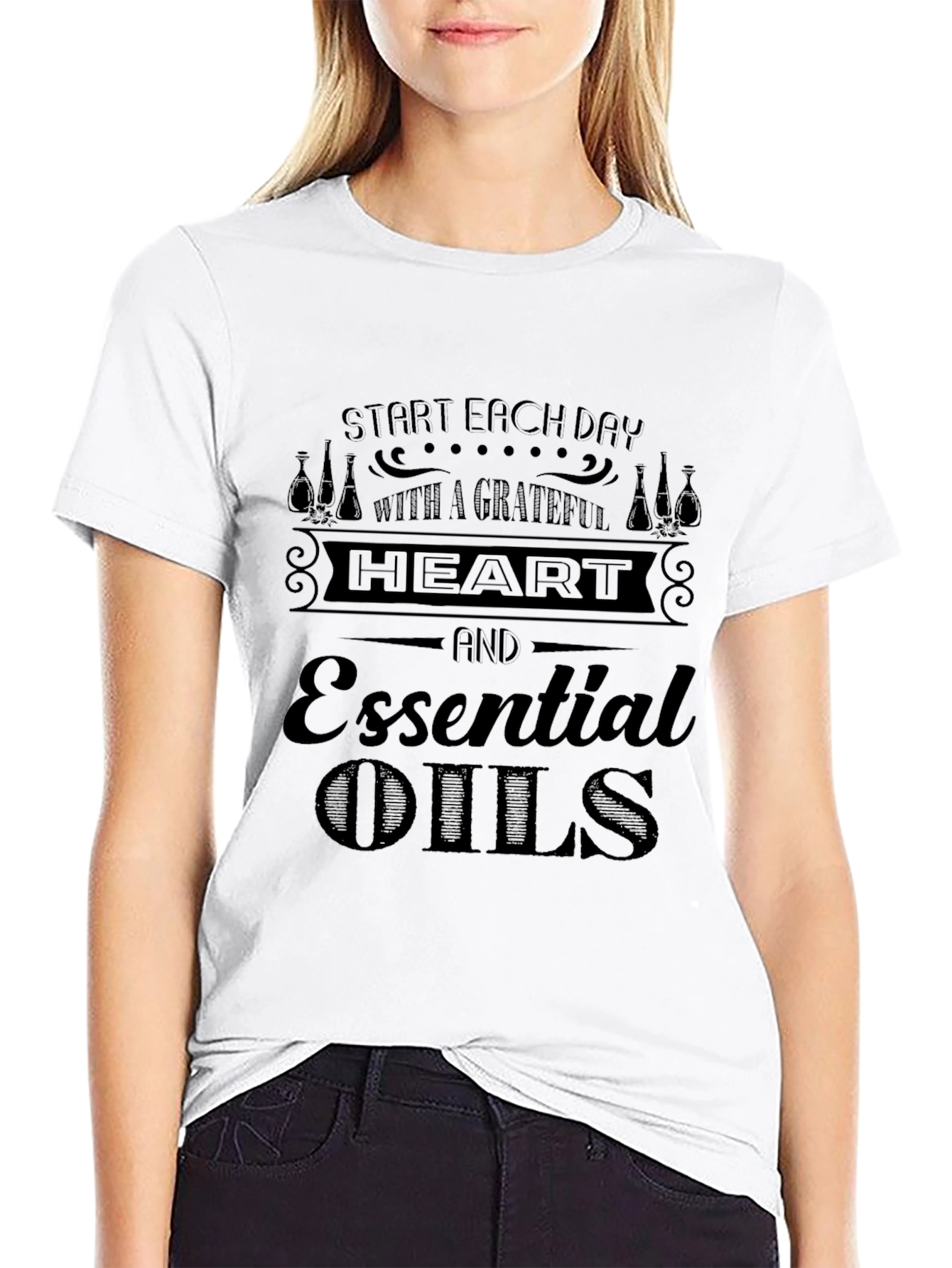Black Grateful Heart Essential Oils Black T-Shirt view 9