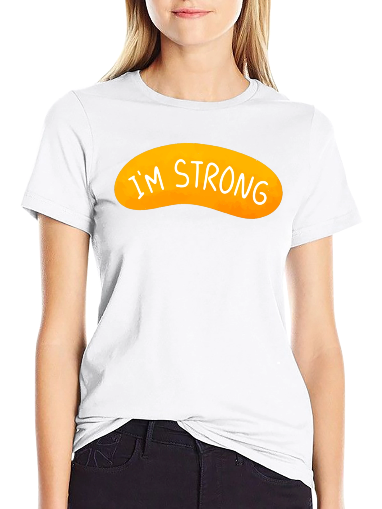 Black I'm Strong Graphic Tee - Black Cotton Blend view 9