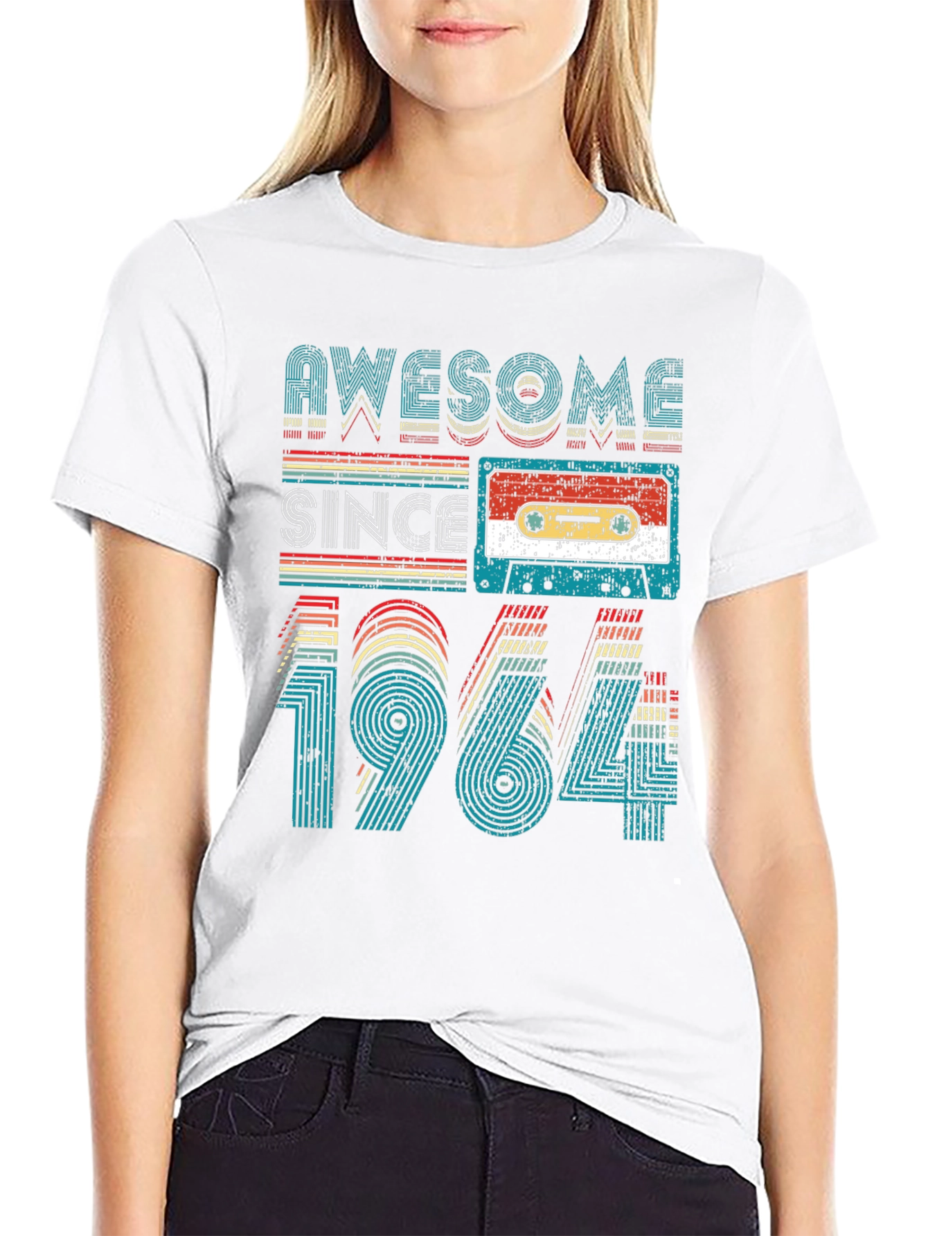 Black Awesome Since 1964 Cassette Tape Graphic Tee view 9