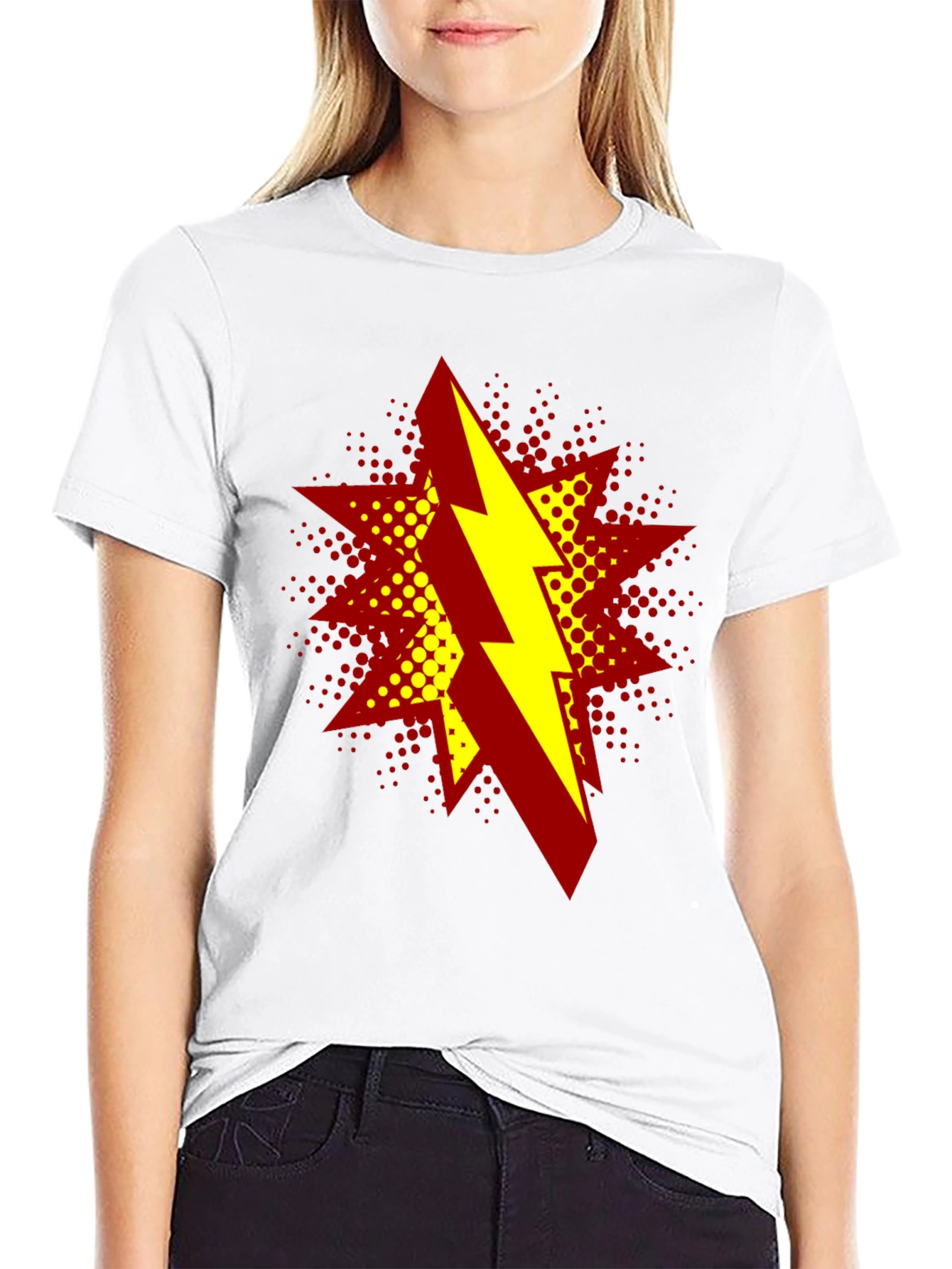 Black Bold Lightning Bolt Graphic T-Shirt view 9