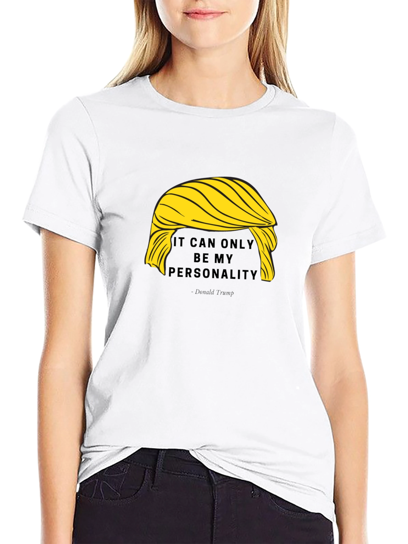 Black Funny Trump Hair Personality T-Shirt view 9