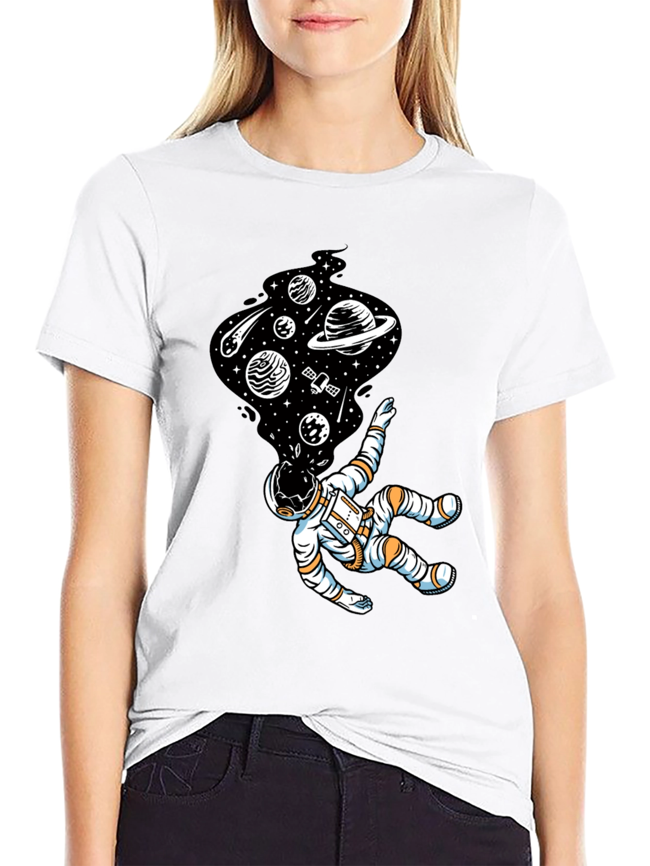 Black Astronaut Space Dream T-Shirt - Black Graphic Tee view 9