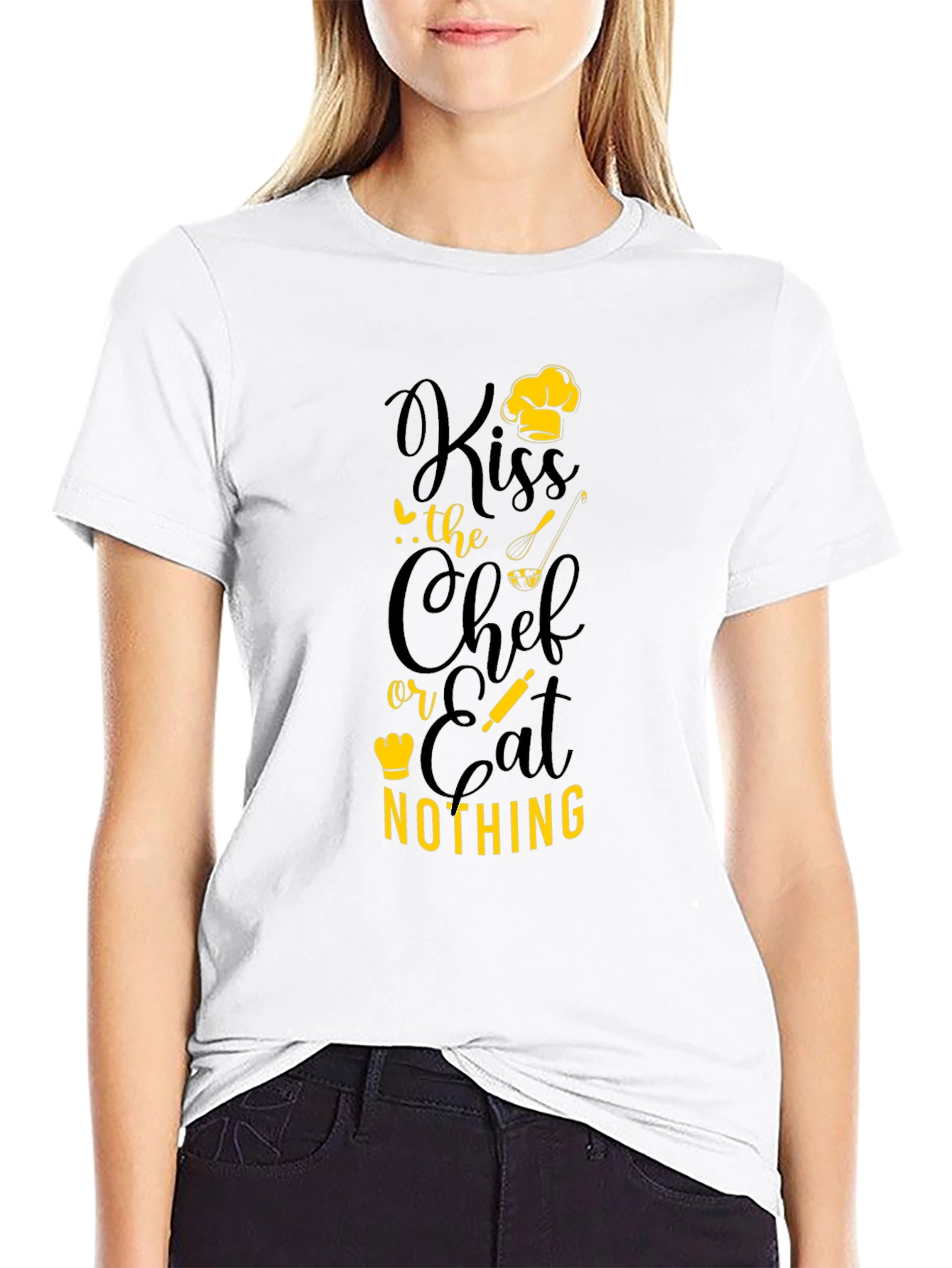 Black Kiss the Chef Graphic Tee - Funny Kitchen Shirt view 9