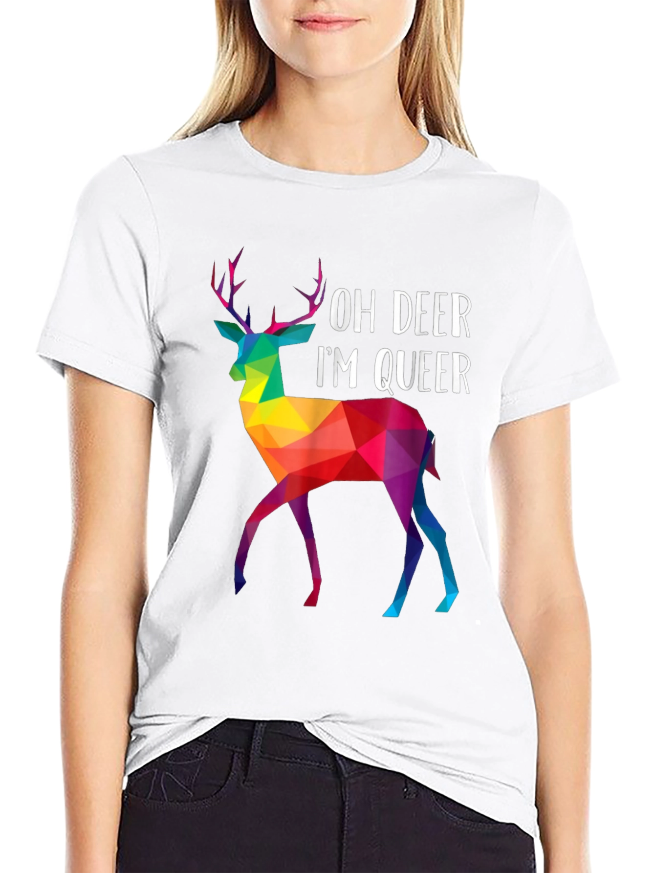 Black Oh Deer I'm Queer Pride T-Shirt view 9