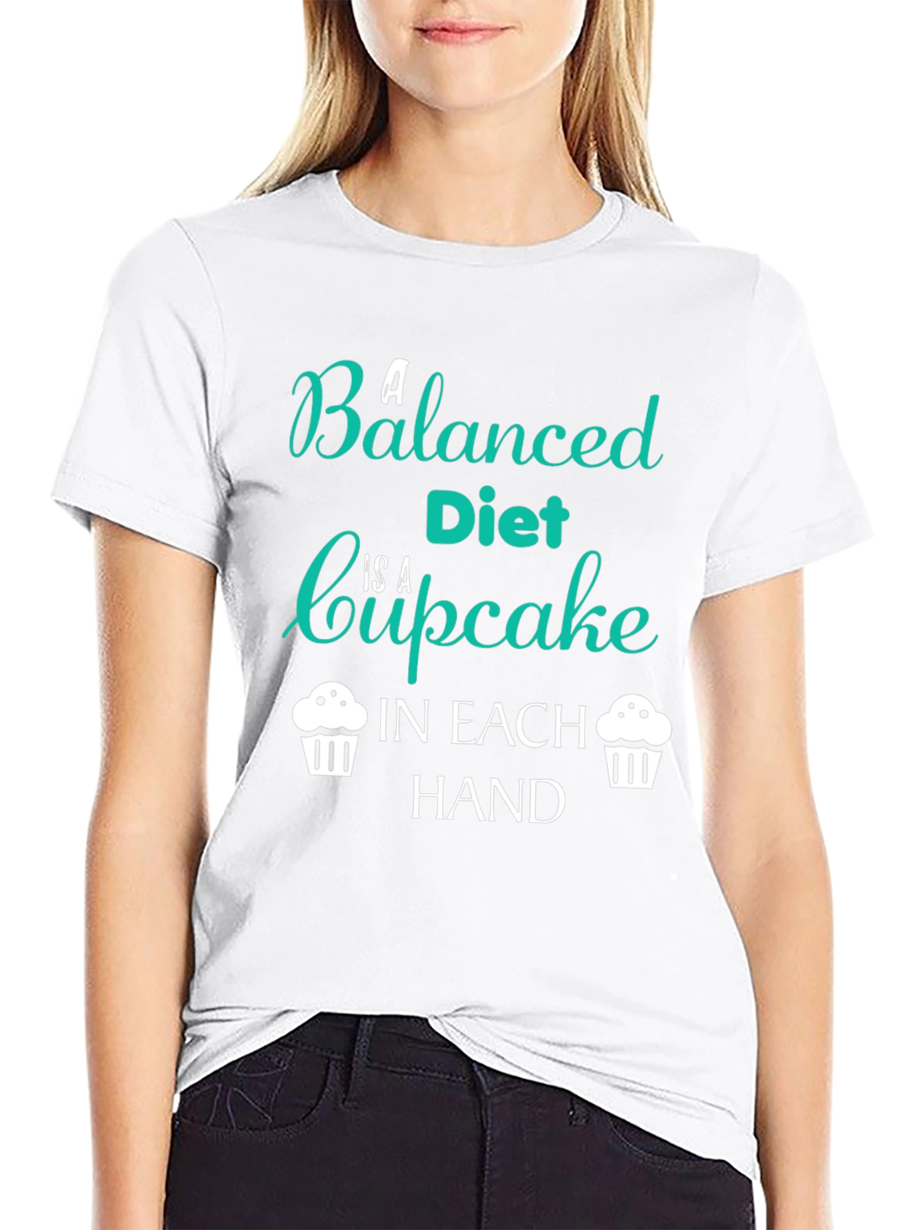 Black Funny Balanced Diet Cupcake T-Shirt view 9