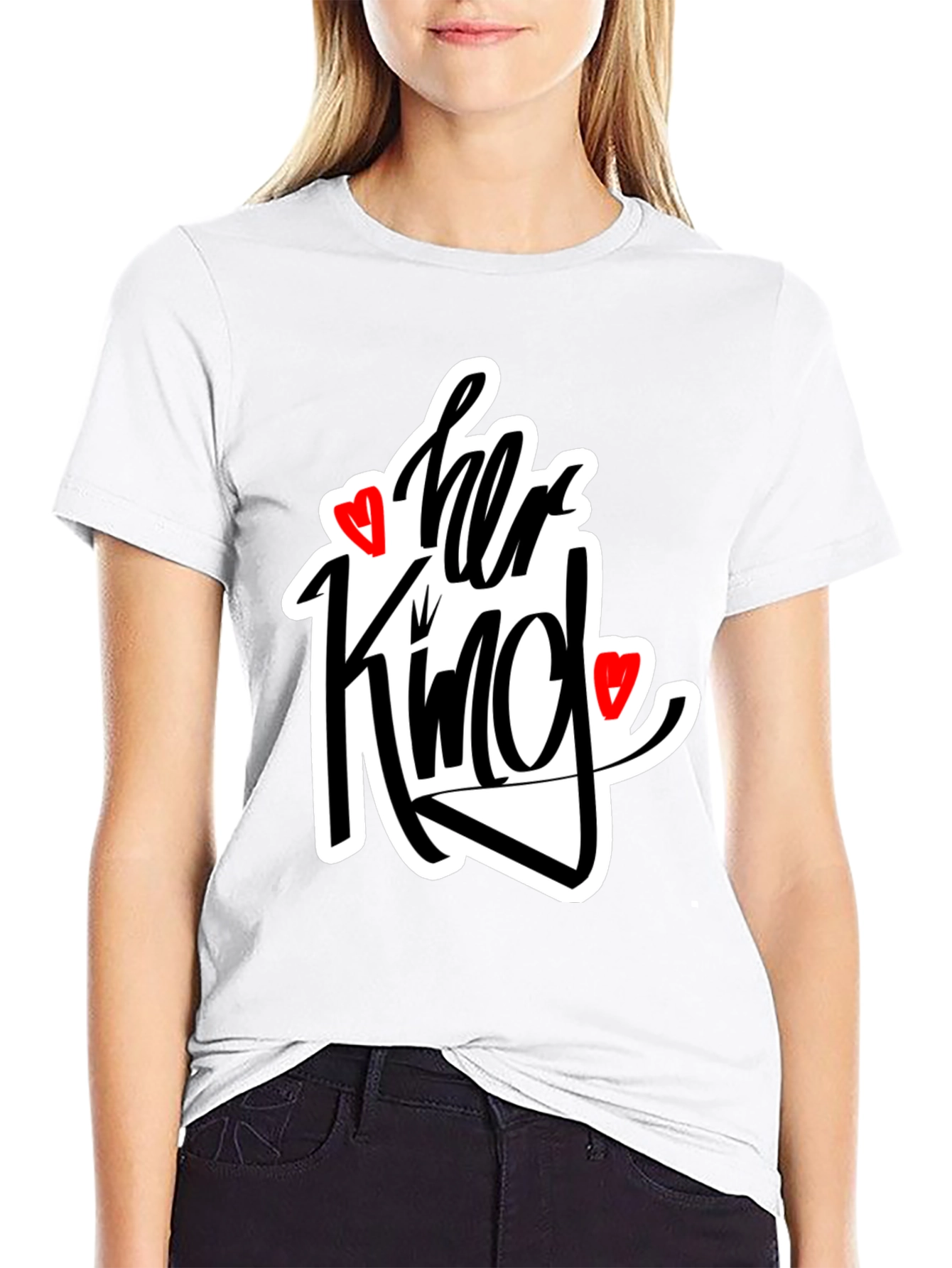 Black Her King Matching Graphic Tee Shirt view 9