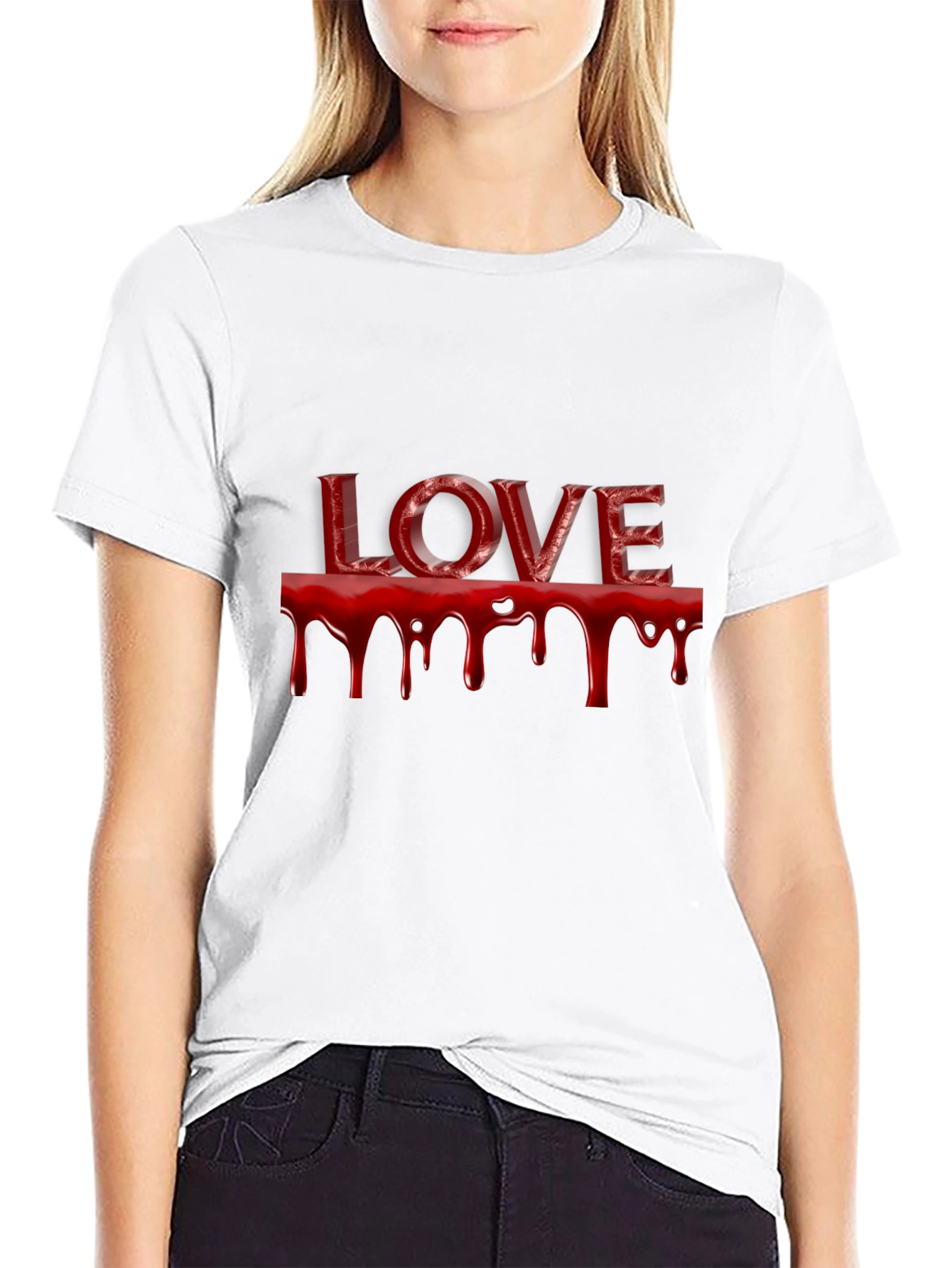 Black Bloody Love T-Shirt - Dark Valentine's Tee view 9