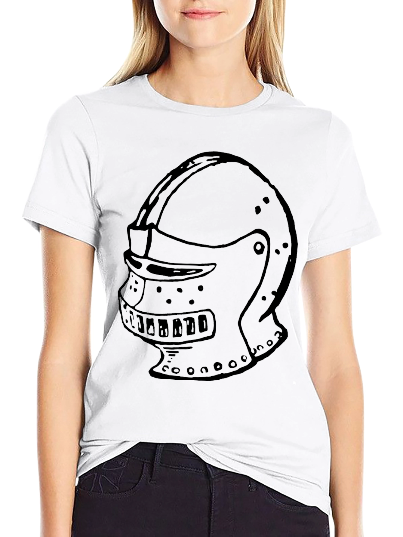 Black Knight Helmet Graphic Tee - Black Cotton Shirt view 9