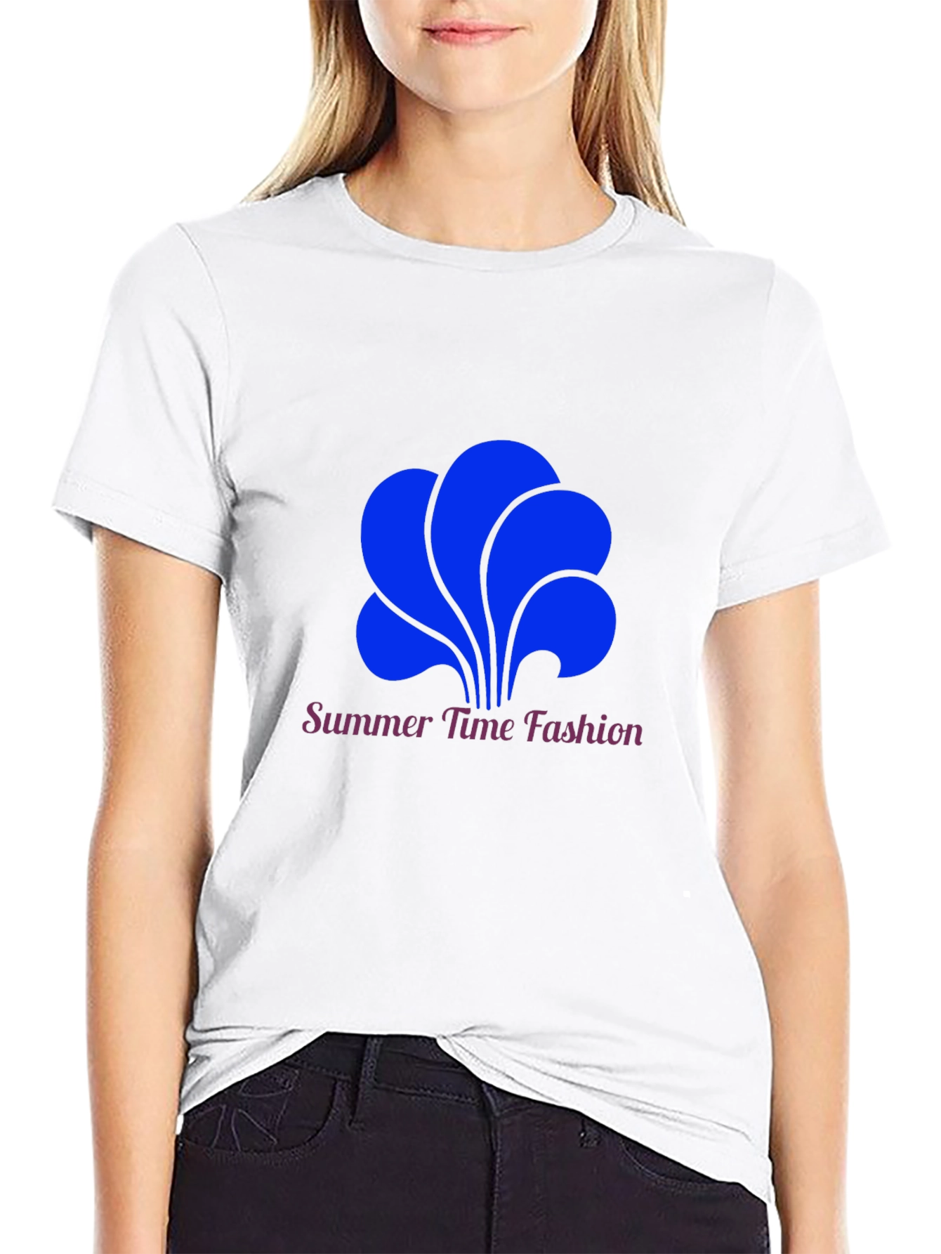 Black Summer Time Fashion Tee - Bold Blue Graphic view 9