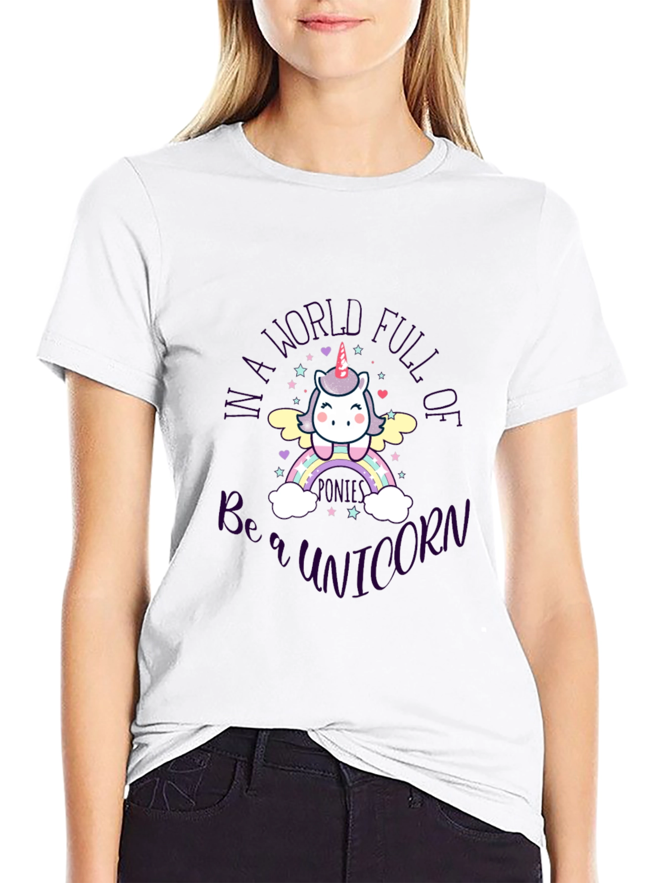 Black Cute Unicorn T-Shirt - Be a Unicorn in a World Full view 9
