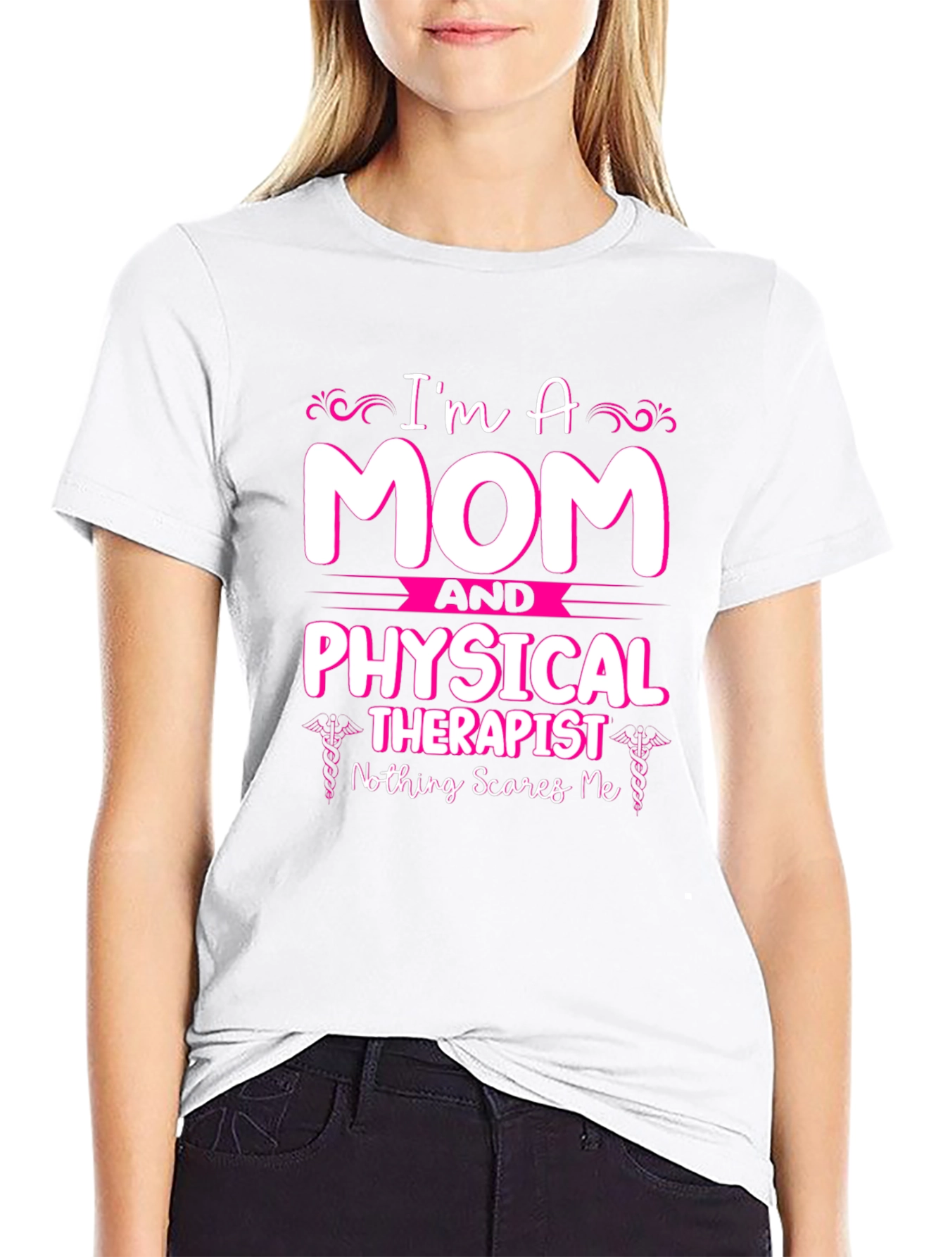 Black Mom Physical Therapist T-Shirt - Nothing Scares Me view 9