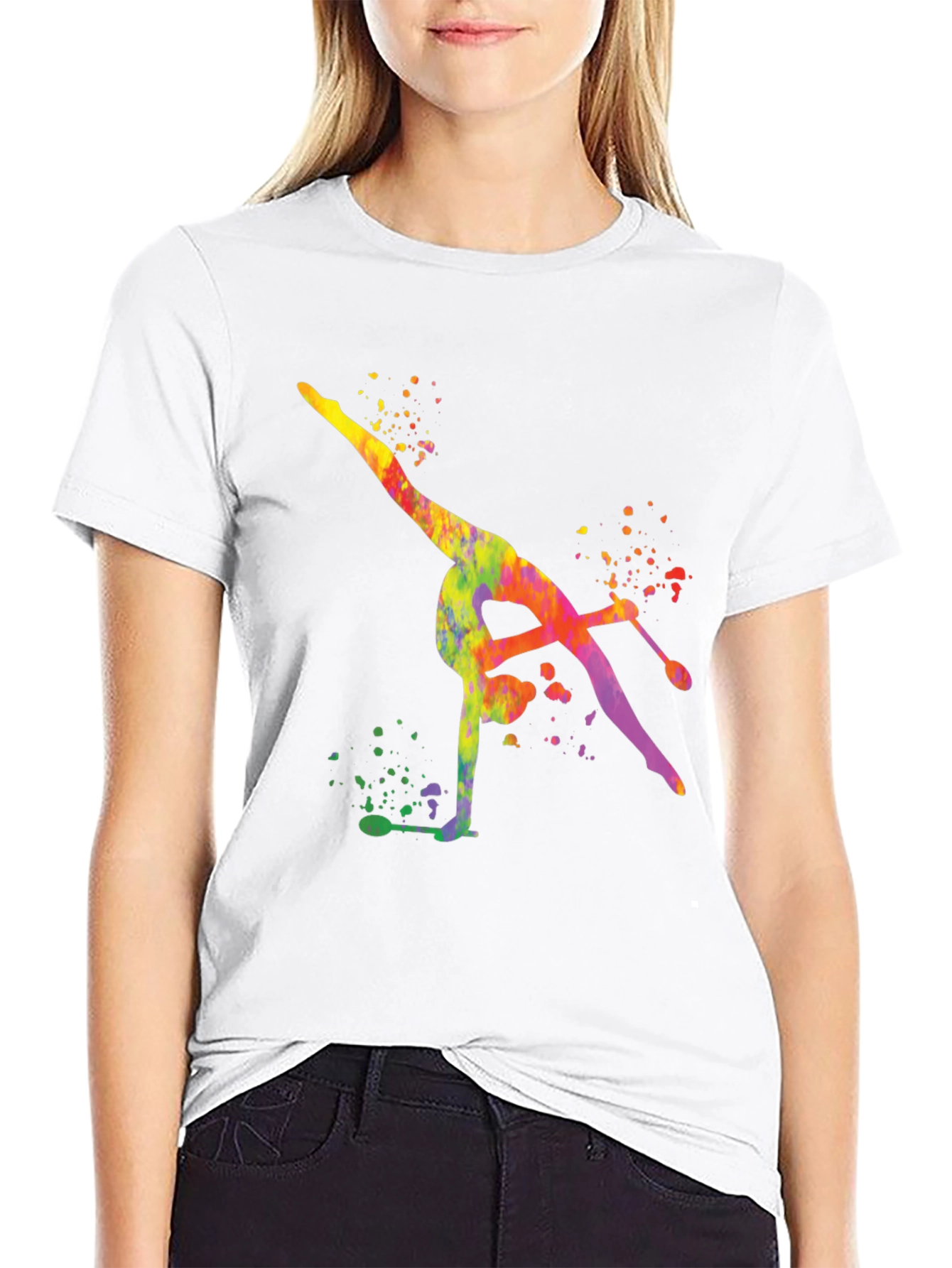 Black Watercolor Gymnastics T-Shirt view 9