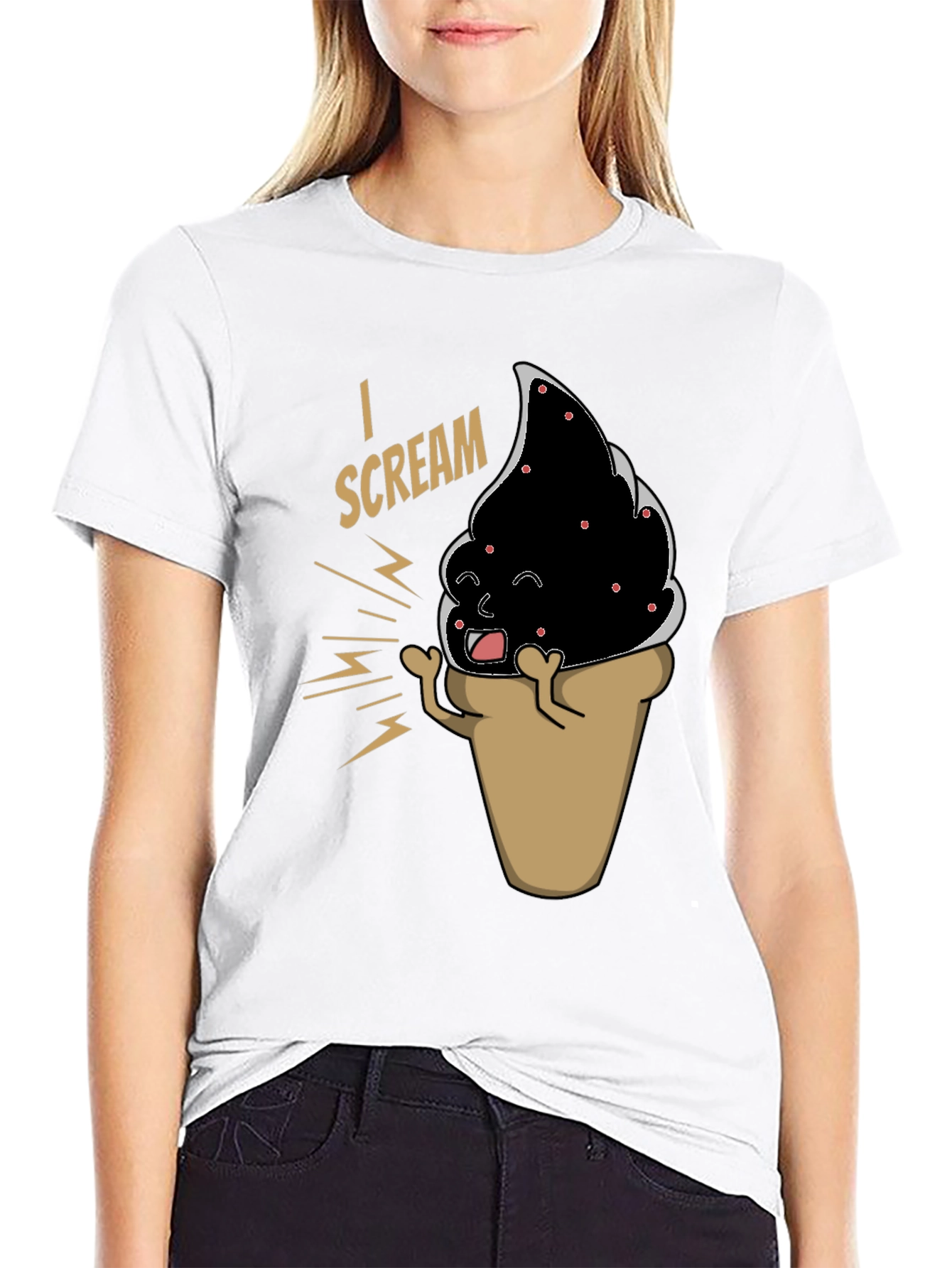 Black I Scream T-Shirt - Funny Ice Cream Cone Graphic Tee view 9