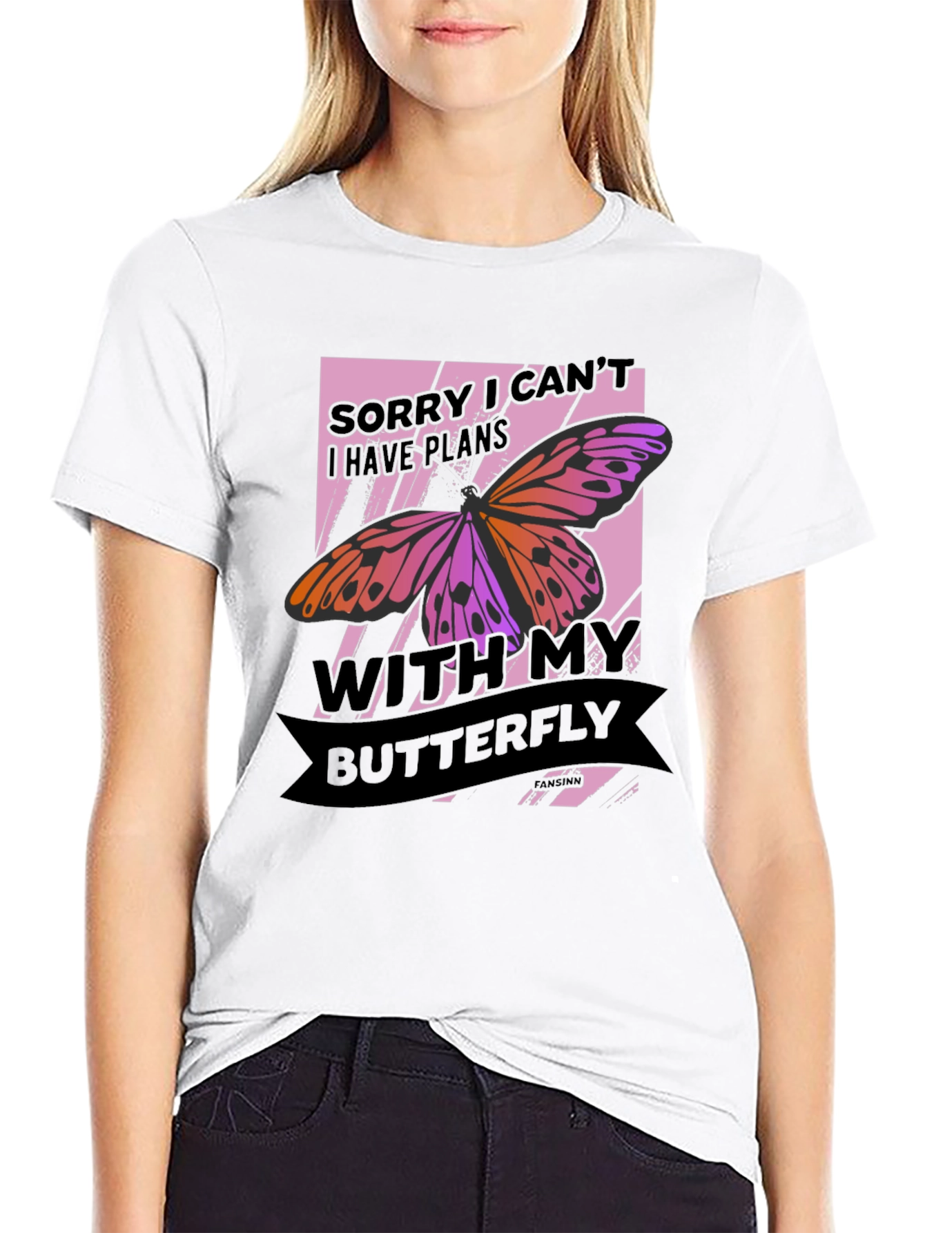 Black Butterfly Graphic Tee - Sorry I Can't view 9