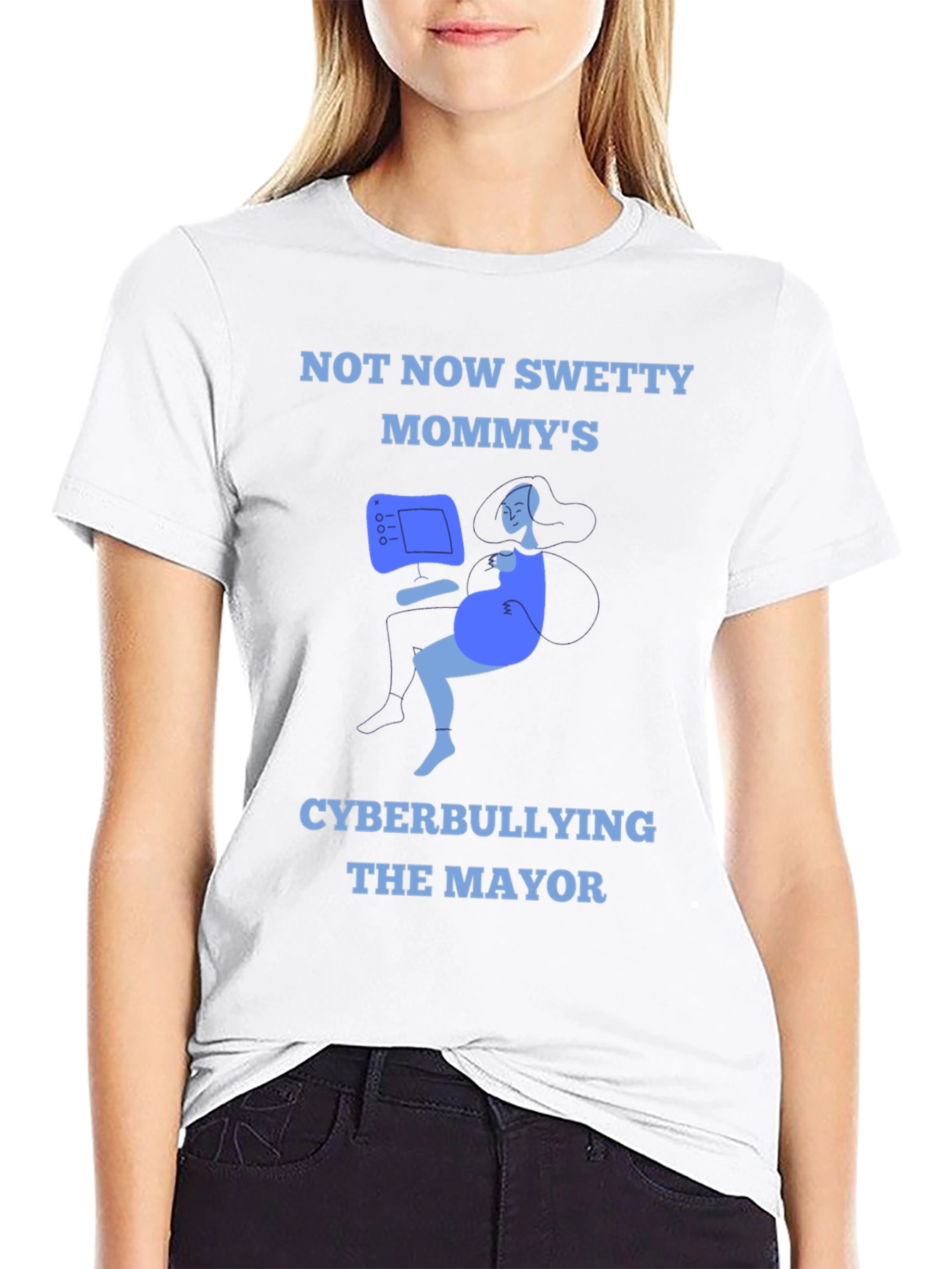 Black Cyberbullying Mommy T-Shirt - Funny Graphic Tee view 9