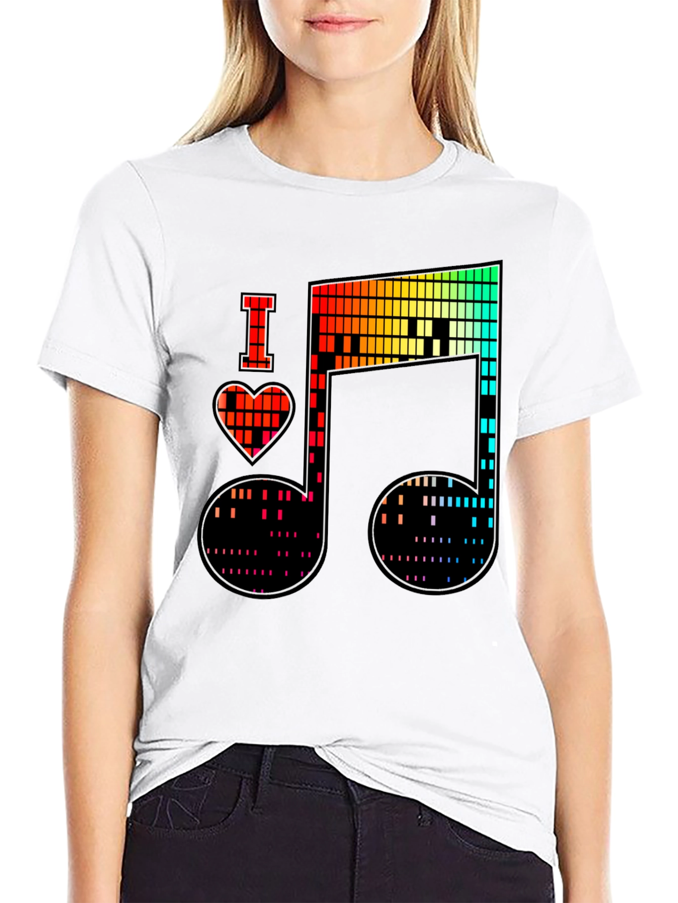 Black I Heart Music Note Graphic Tee - Black view 9
