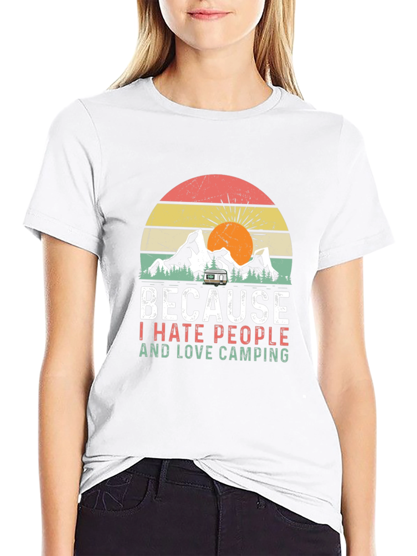 Black Because I Hate People & Love Camping T-Shirt view 9
