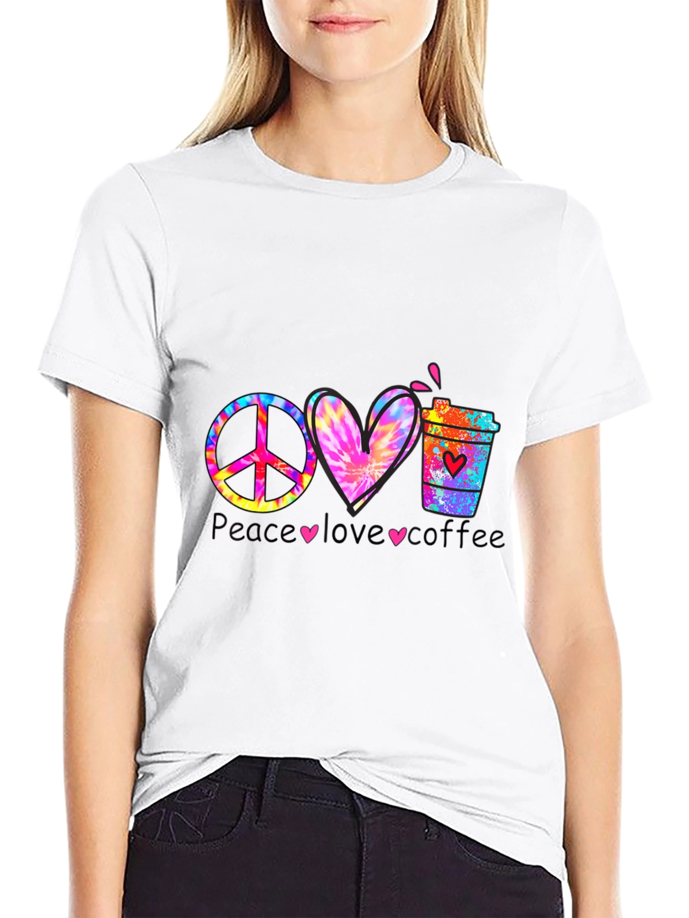 Black Peace Love Coffee Graphic Tee view 9