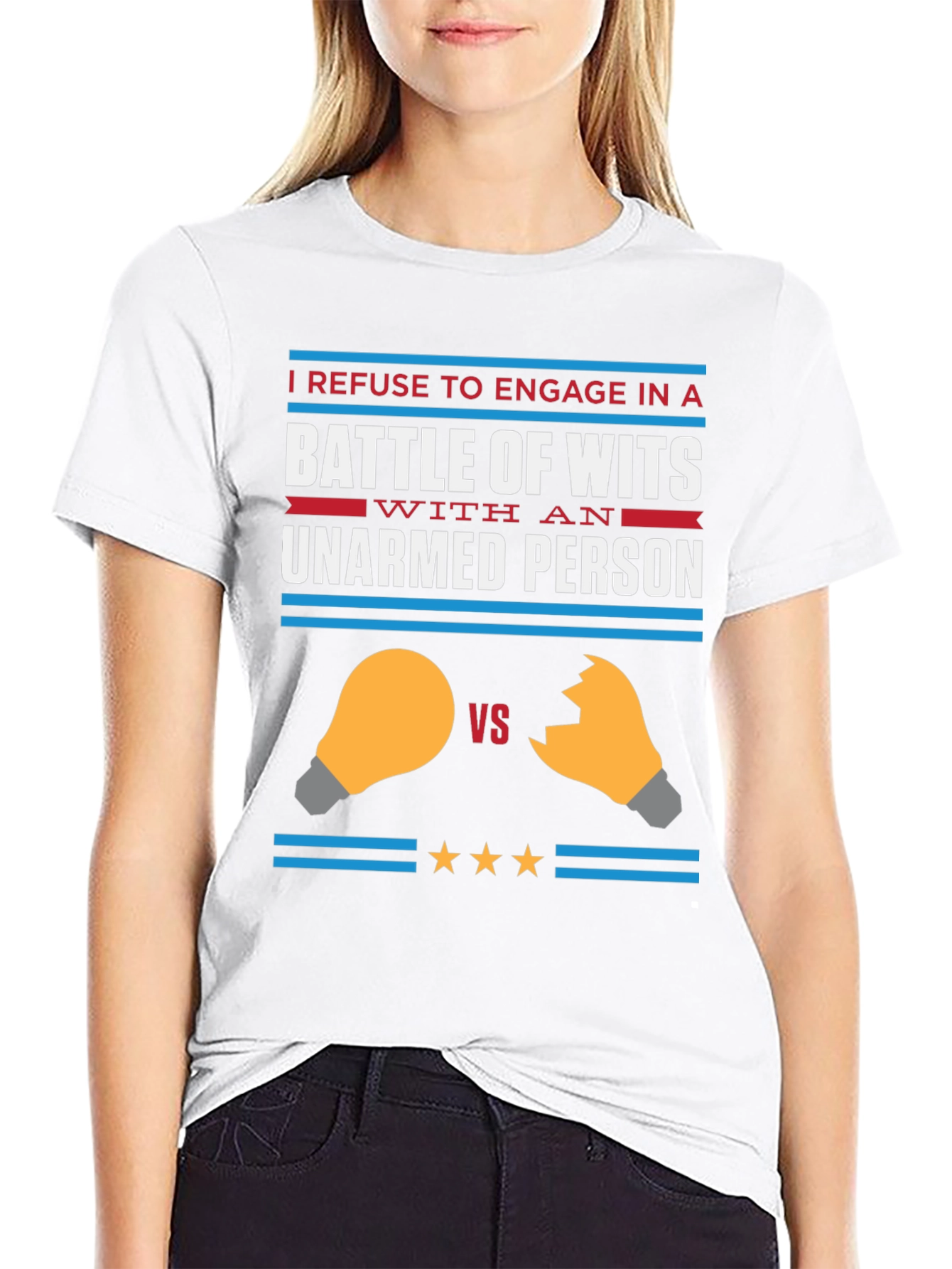 Black Humorous "Battle of Wits" Graphic Tee view 9