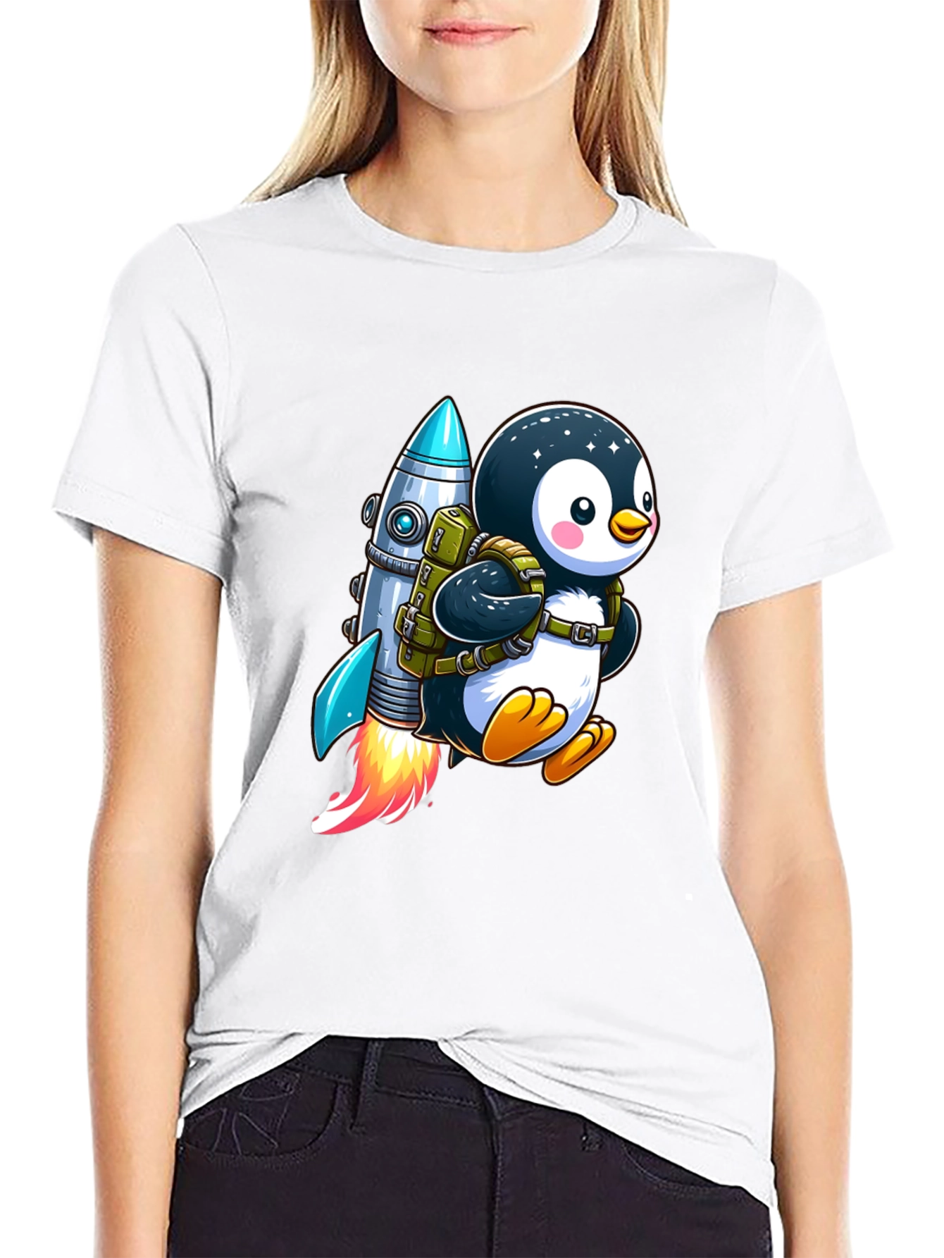 Black Penguin Astronaut T-Shirt view 9