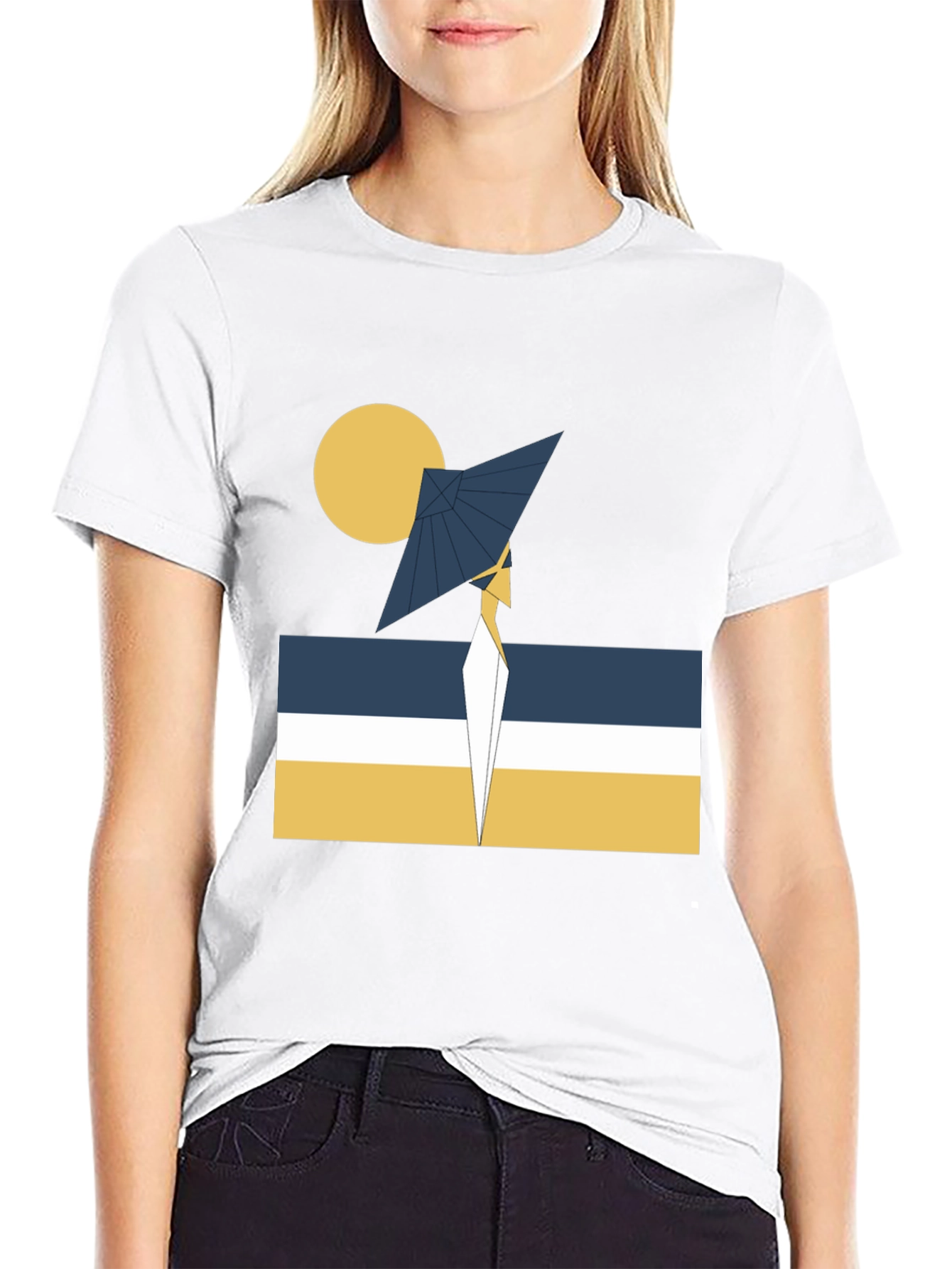 Black Abstract Geometric Graphic Tee - Modern Design view 9