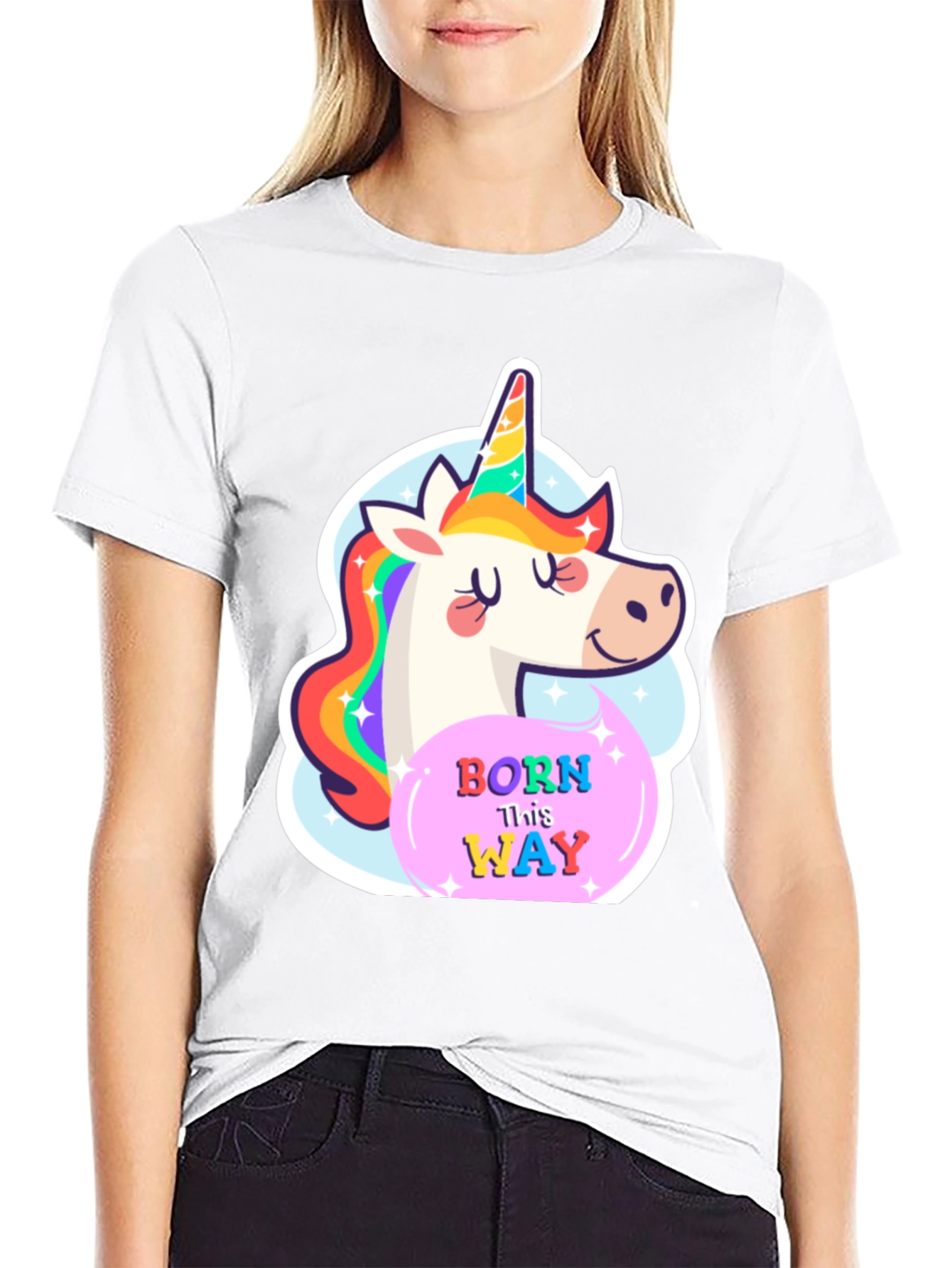 Black Unicorn Born This Way Black T-Shirt view 9