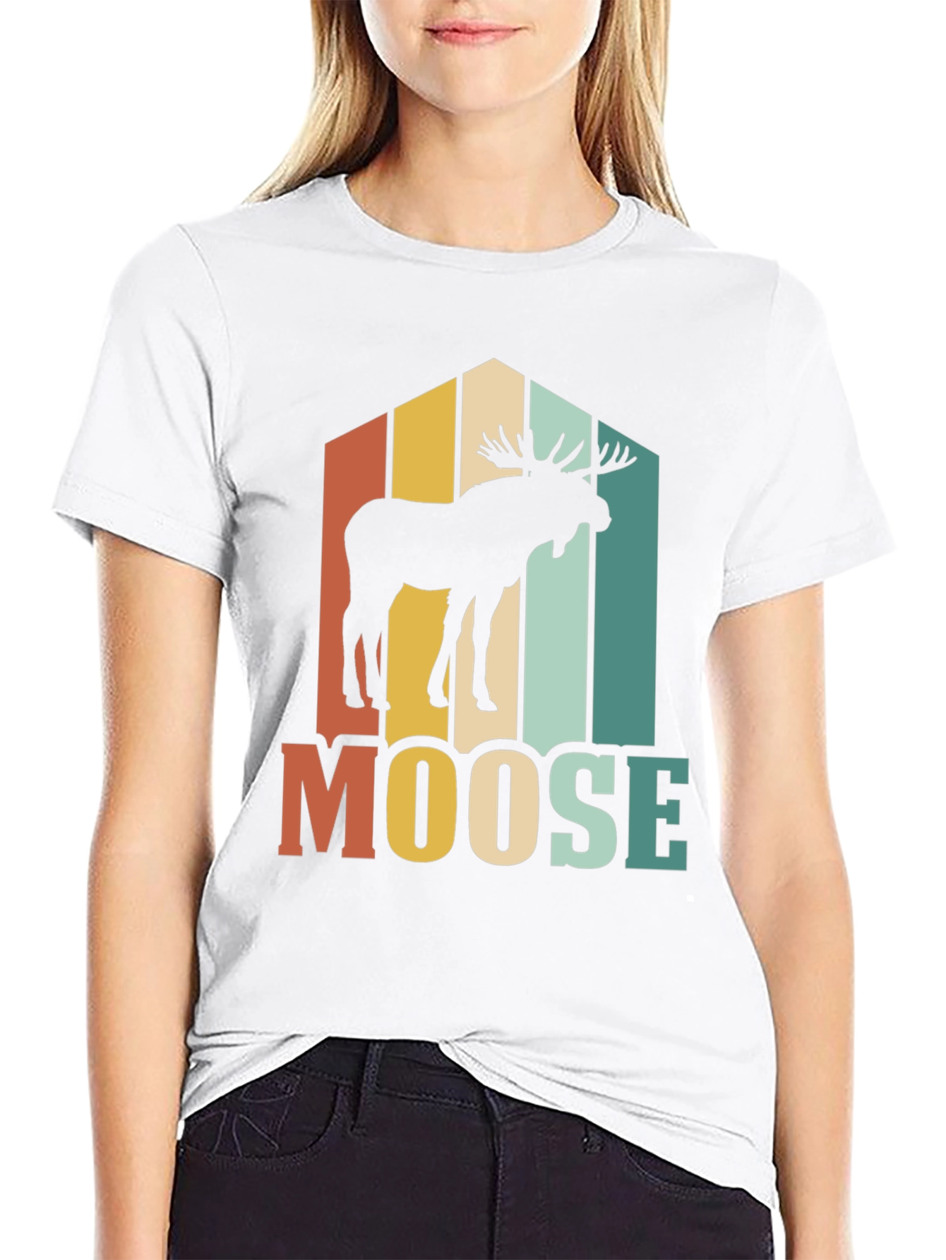 Black Retro Moose Graphic T-Shirt view 9