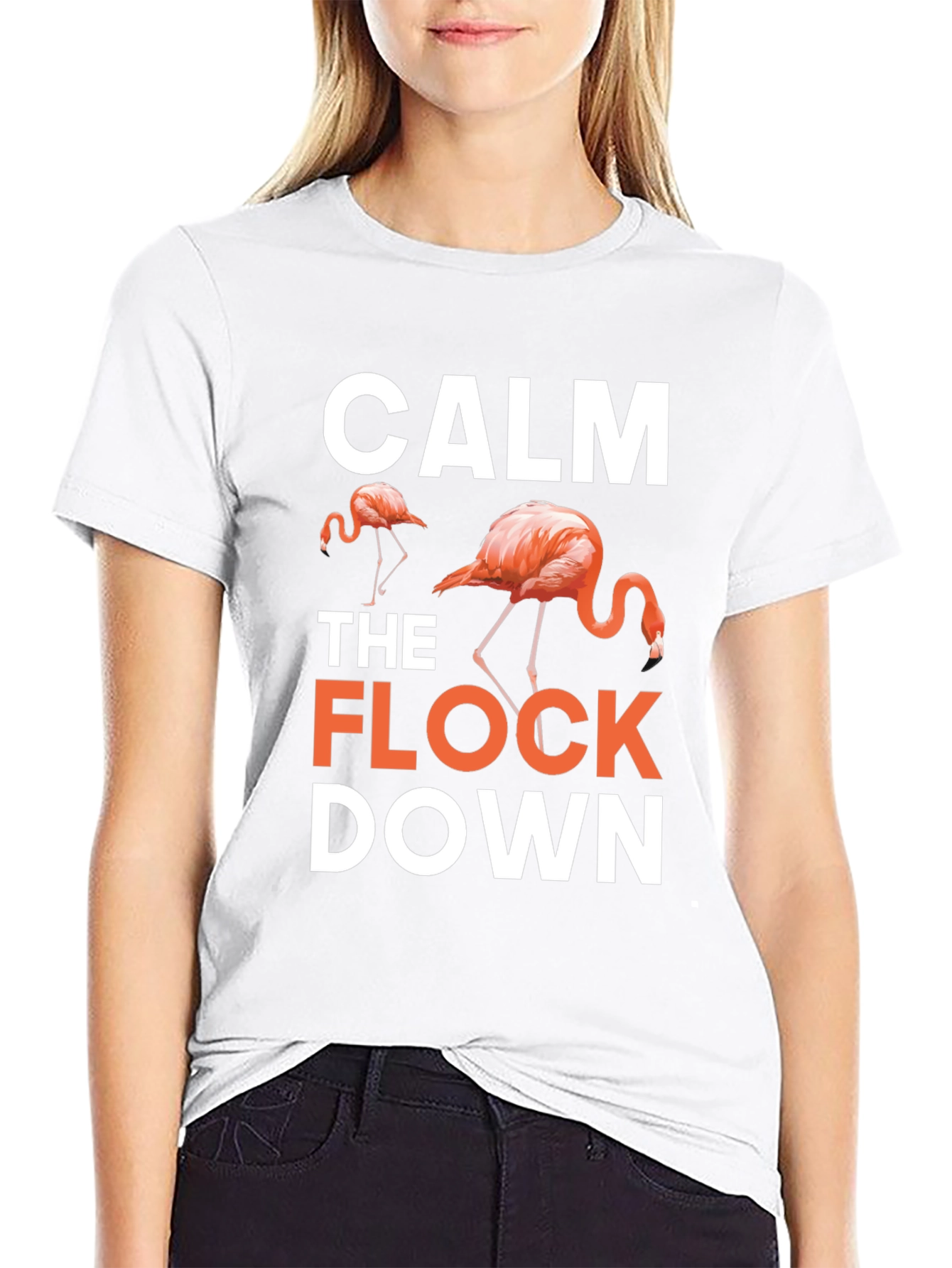 Black Calm The Flock Down Black Graphic T-Shirt view 9