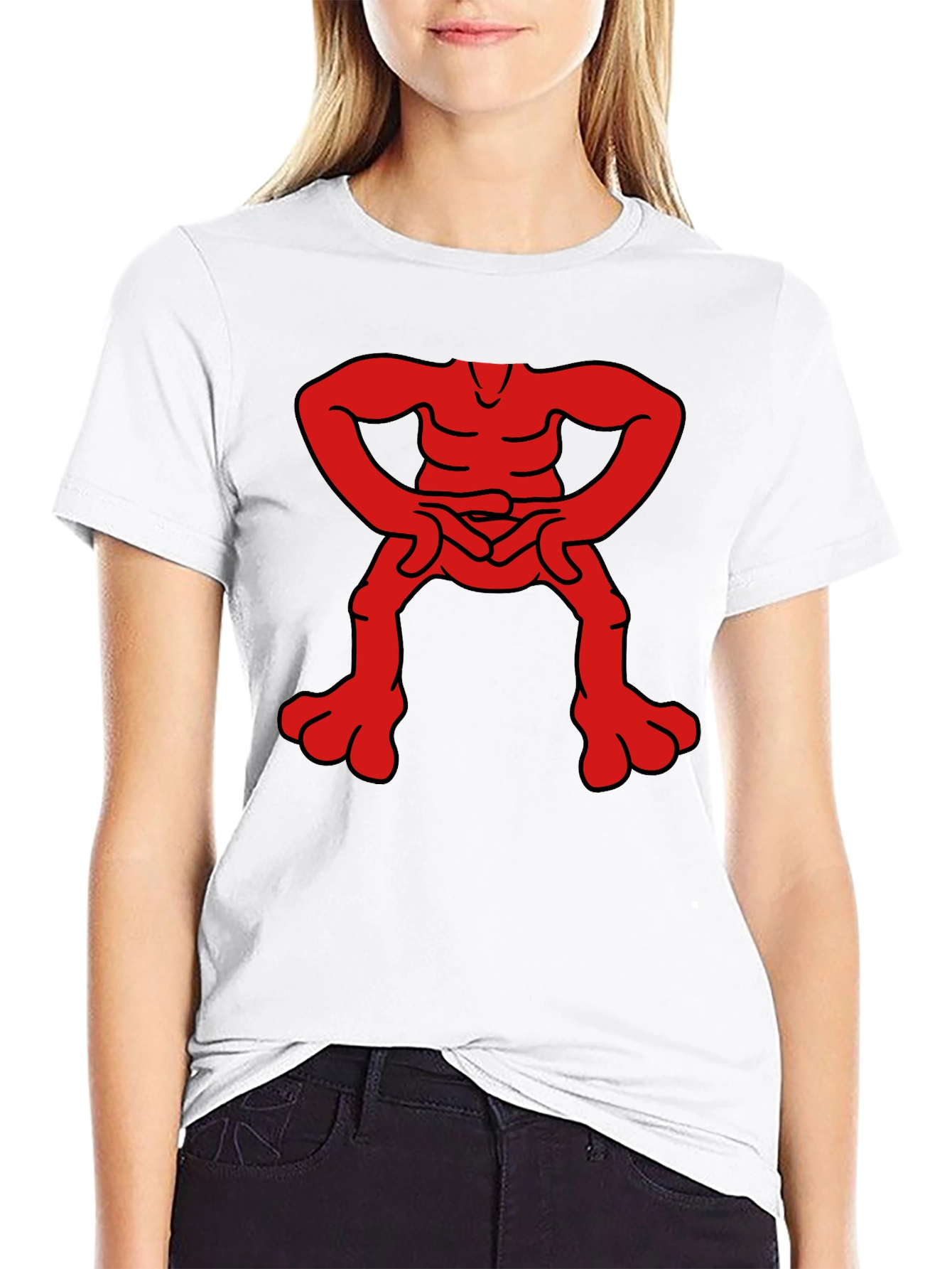 Black Unique Red Figure Graphic Black T-Shirt view 9