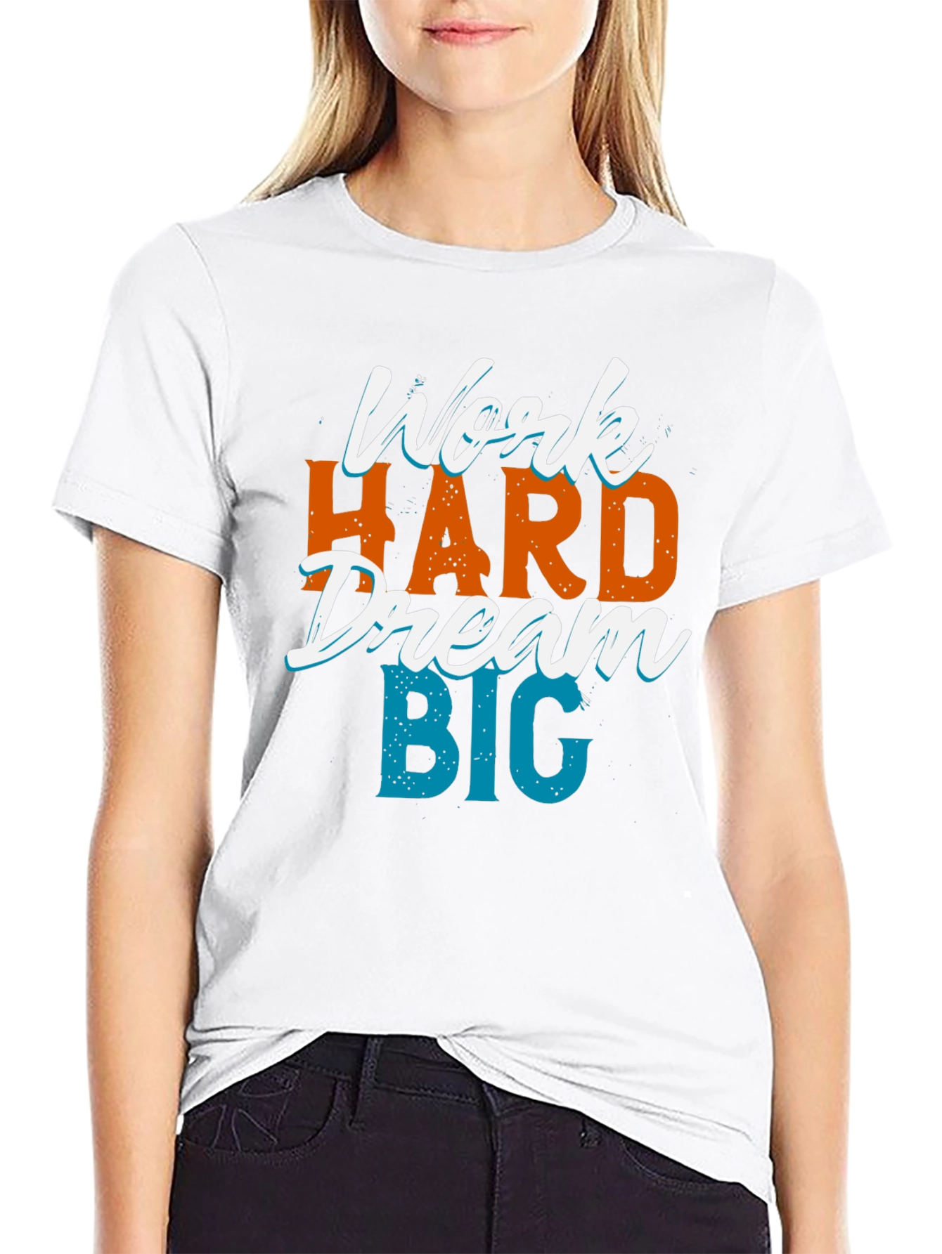 Black Motivational Work Hard Dream Big Black T-Shirt view 9