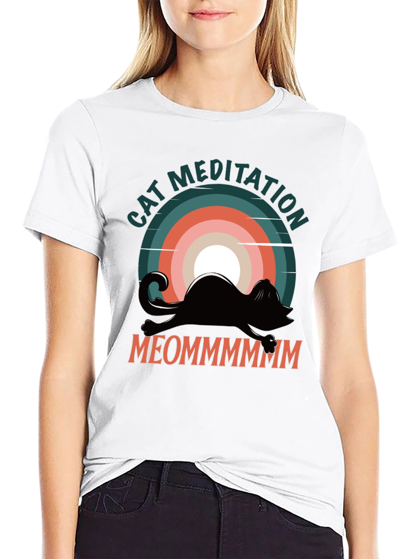 Black Cat Meditation Graphic Tee - Relaxed Fit view 9