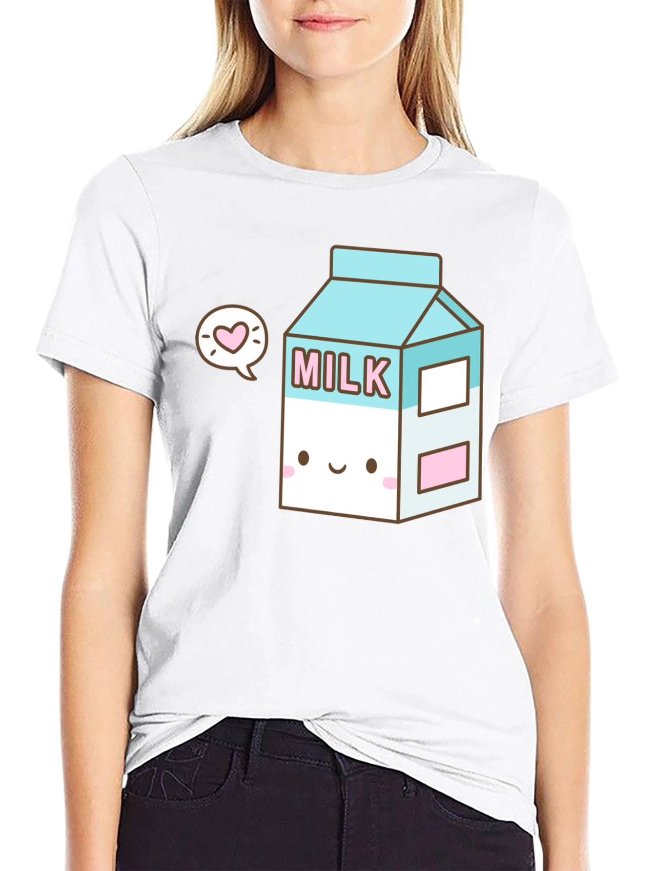 Black Kawaii Milk Carton T-Shirt - Cute & Unique Design view 9