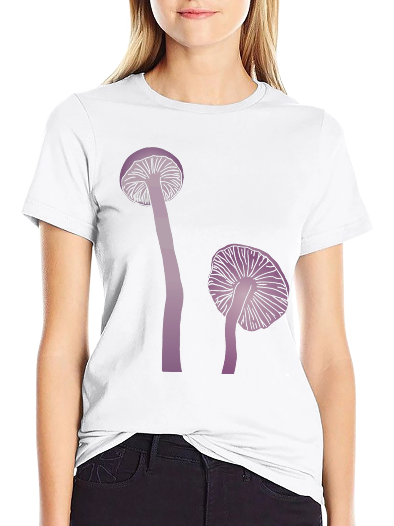 Black Mushroom Print Tee - Black Cotton Blend view 9