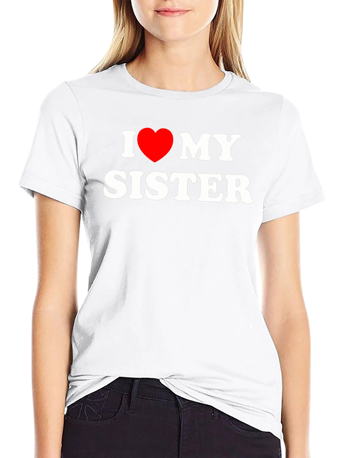 Black I Love My Sister Black T-Shirt view 9