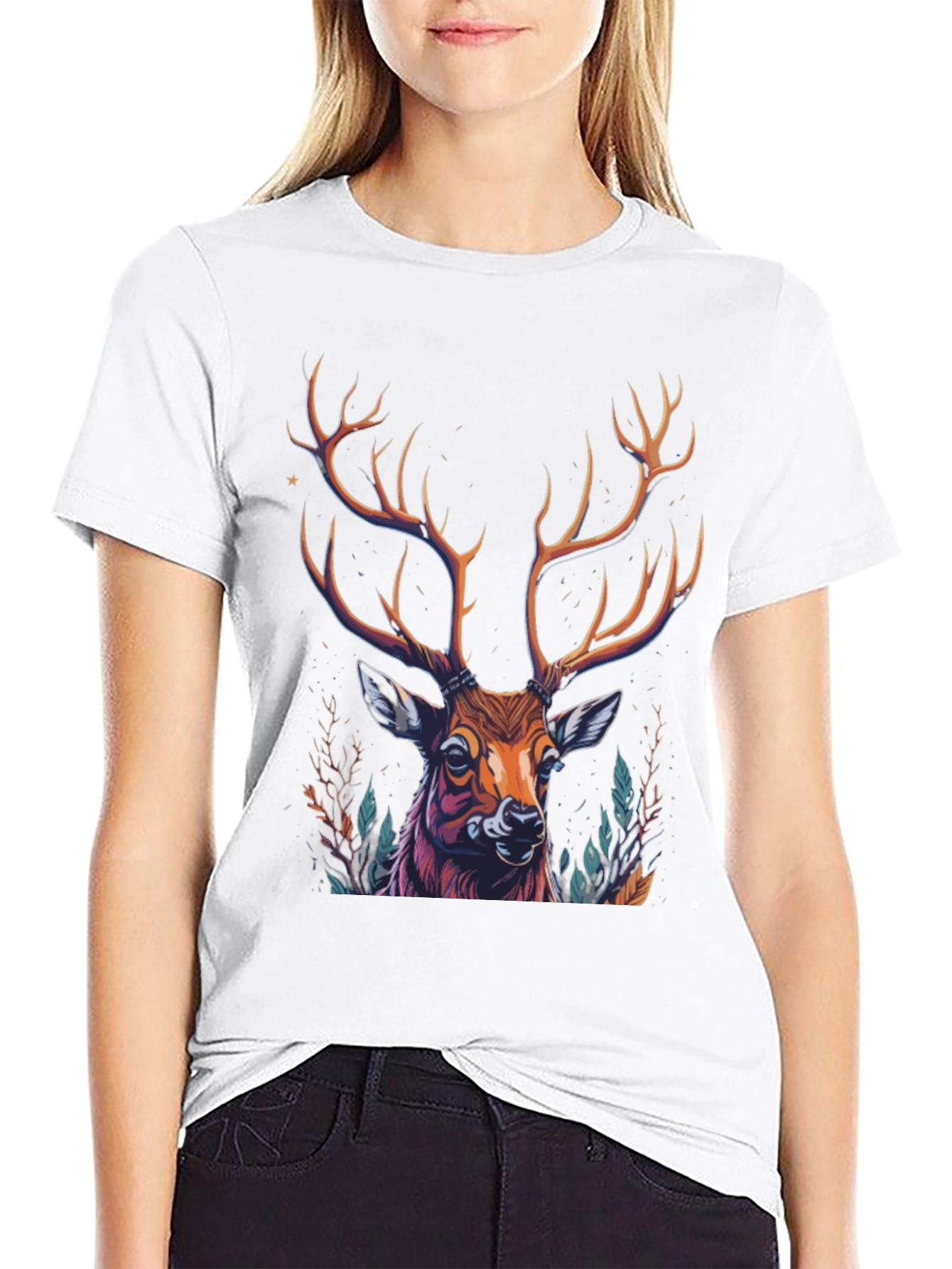 Black Majestic Deer Graphic Tee - Men's Black T-Shirt view 9