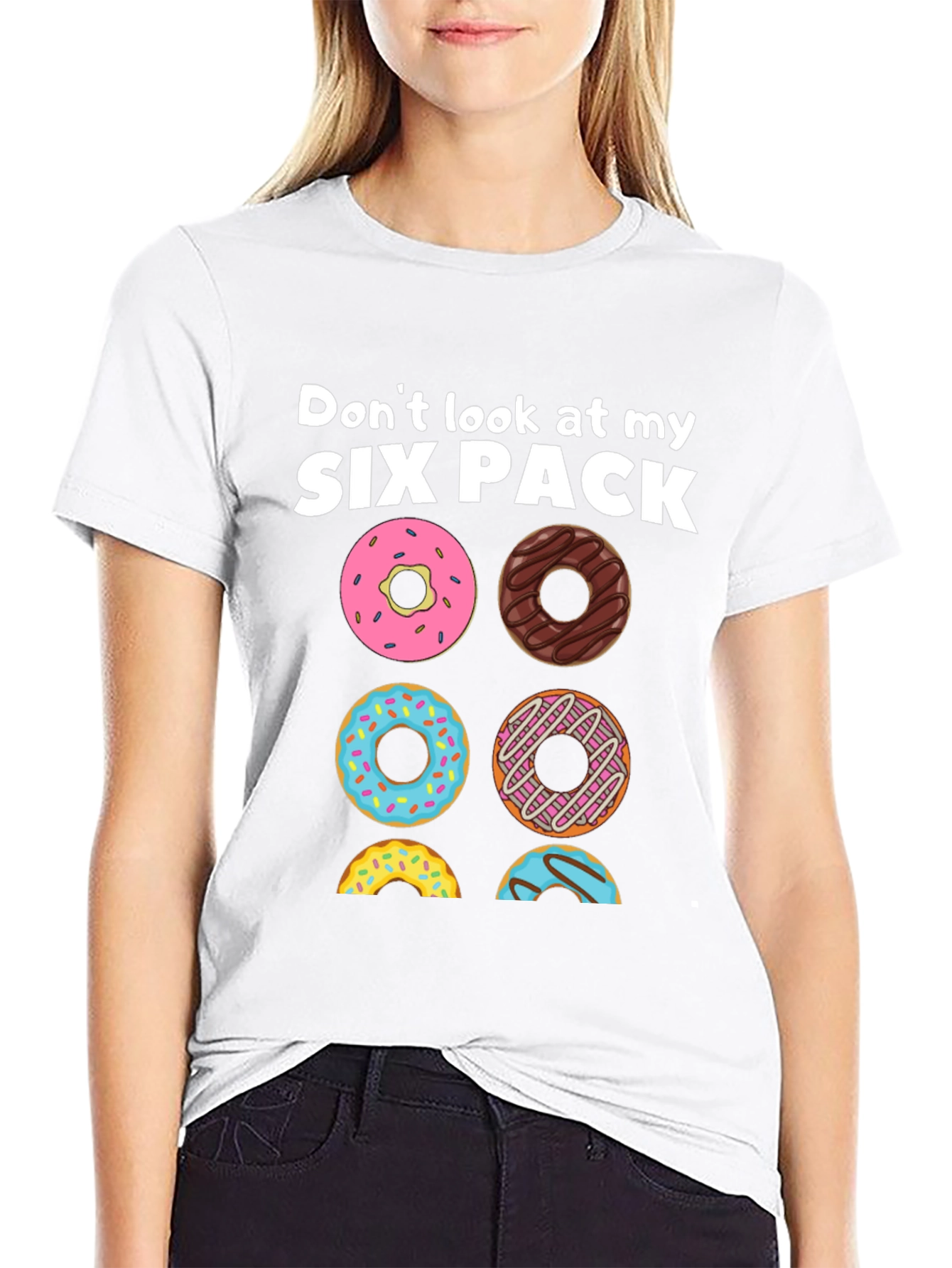 Black Six Pack Donuts Graphic Tee - Funny Foodie T-Shirt view 9