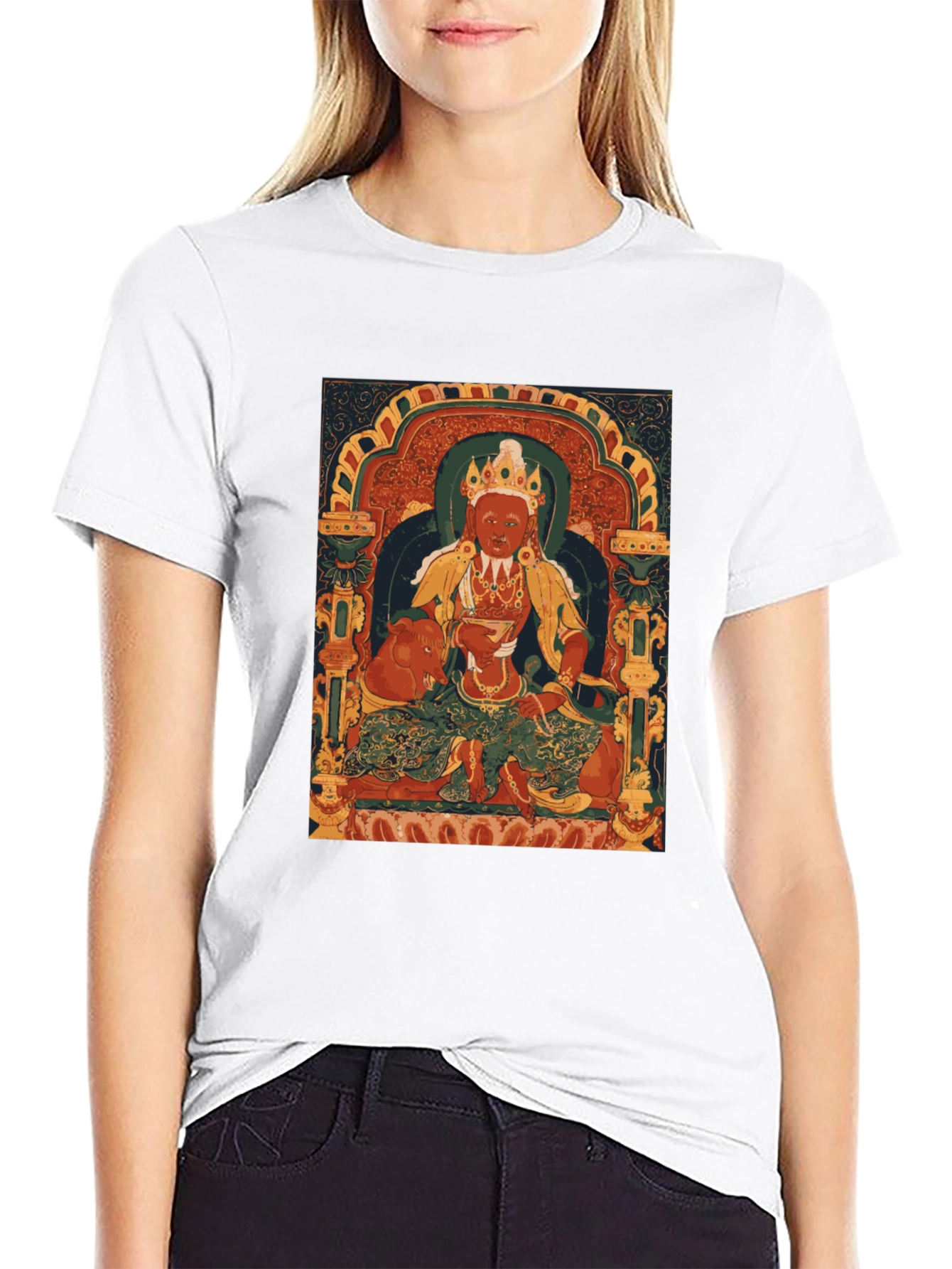 Black Vintage Thangka Art T-Shirt view 9