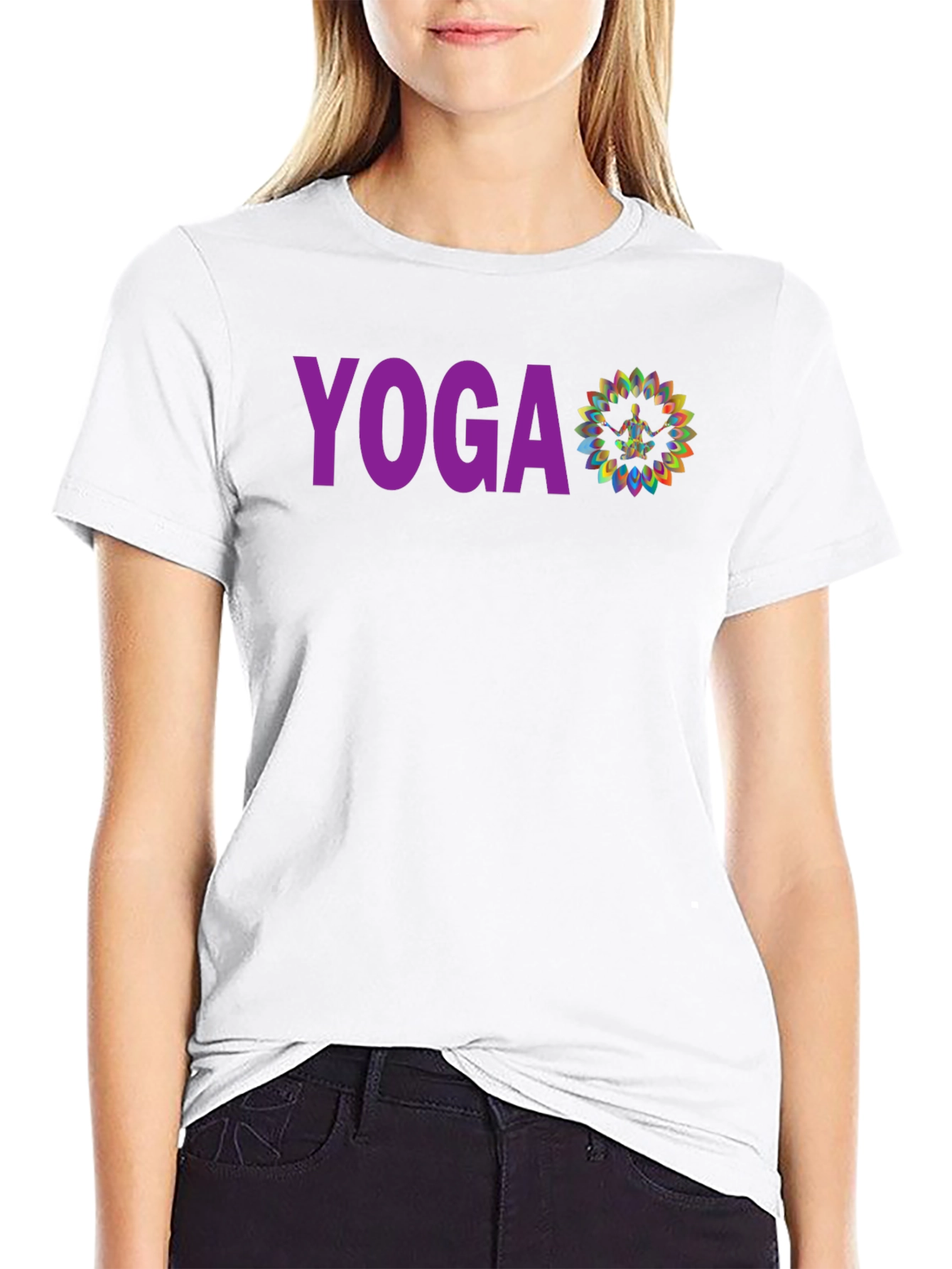 Black Yoga Graphic Tee - Meditative Design view 9