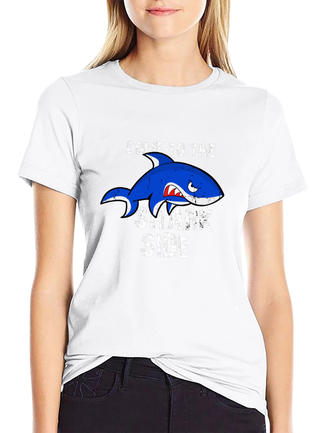 Black Come to the Shark Side Graphic T-Shirt view 9